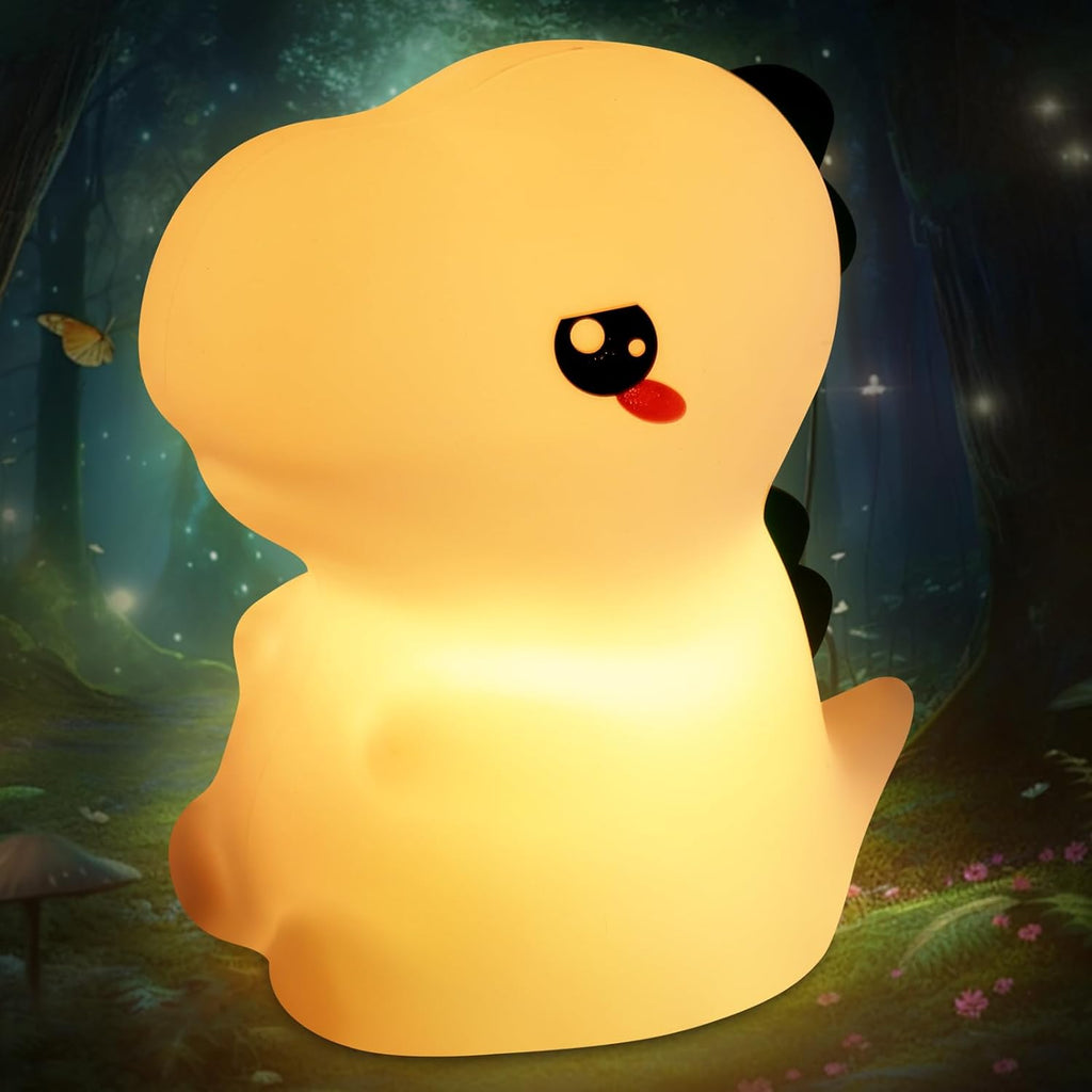 Night Light for Kids, 7 Color Changing BPA-Free Silicone Lamp with Touch Control, Eye Protection, Rechargeable Battery, Soft & Safe Nursery Lamp for Boys & Girls (Dinosaur)