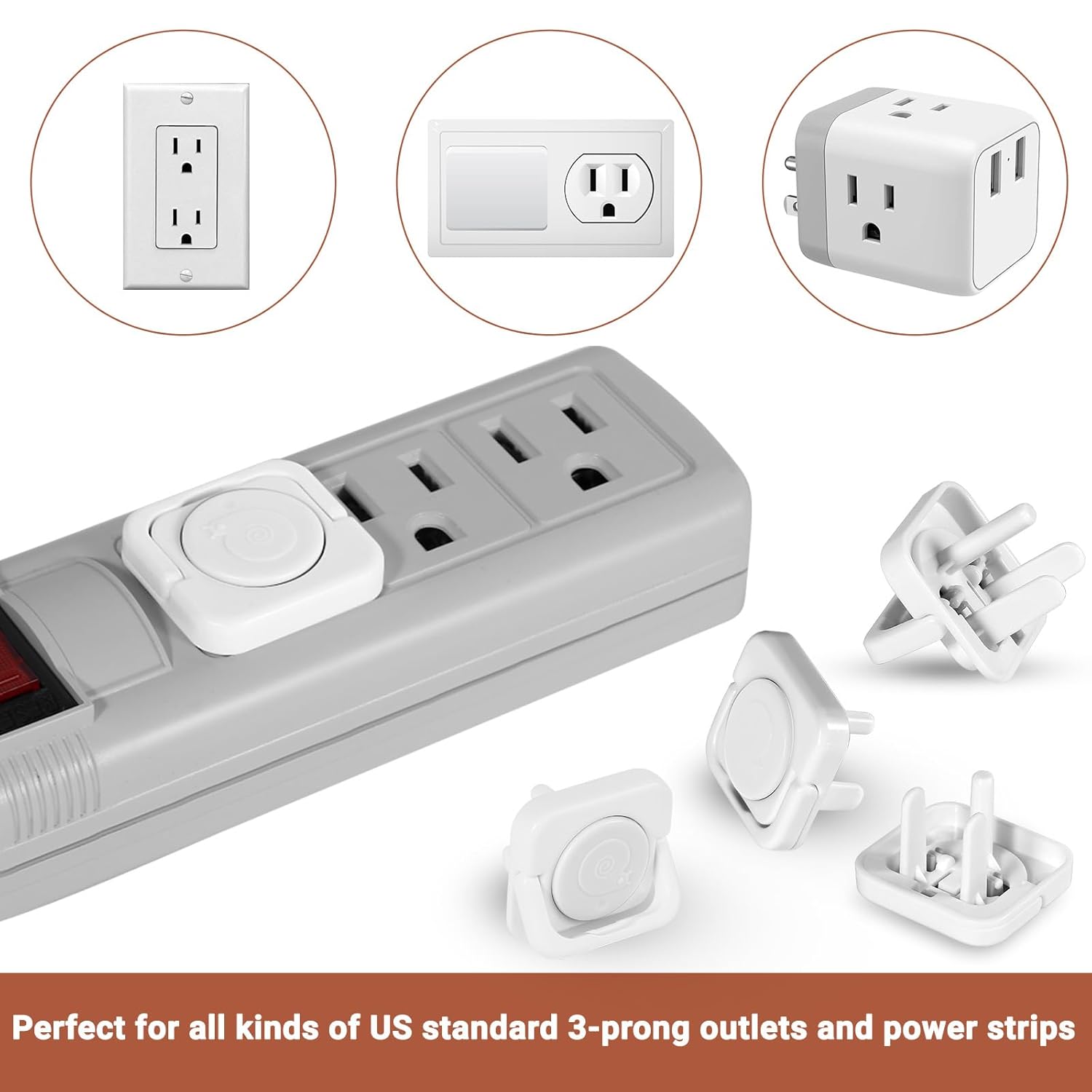 Outlet Covers Baby Proofing, 40 Pack Child Proof Plug Socket Covers Electric Plug Protectors Safety Caps to Prevent Power Shock, for US 3-Prong, Gray & White
