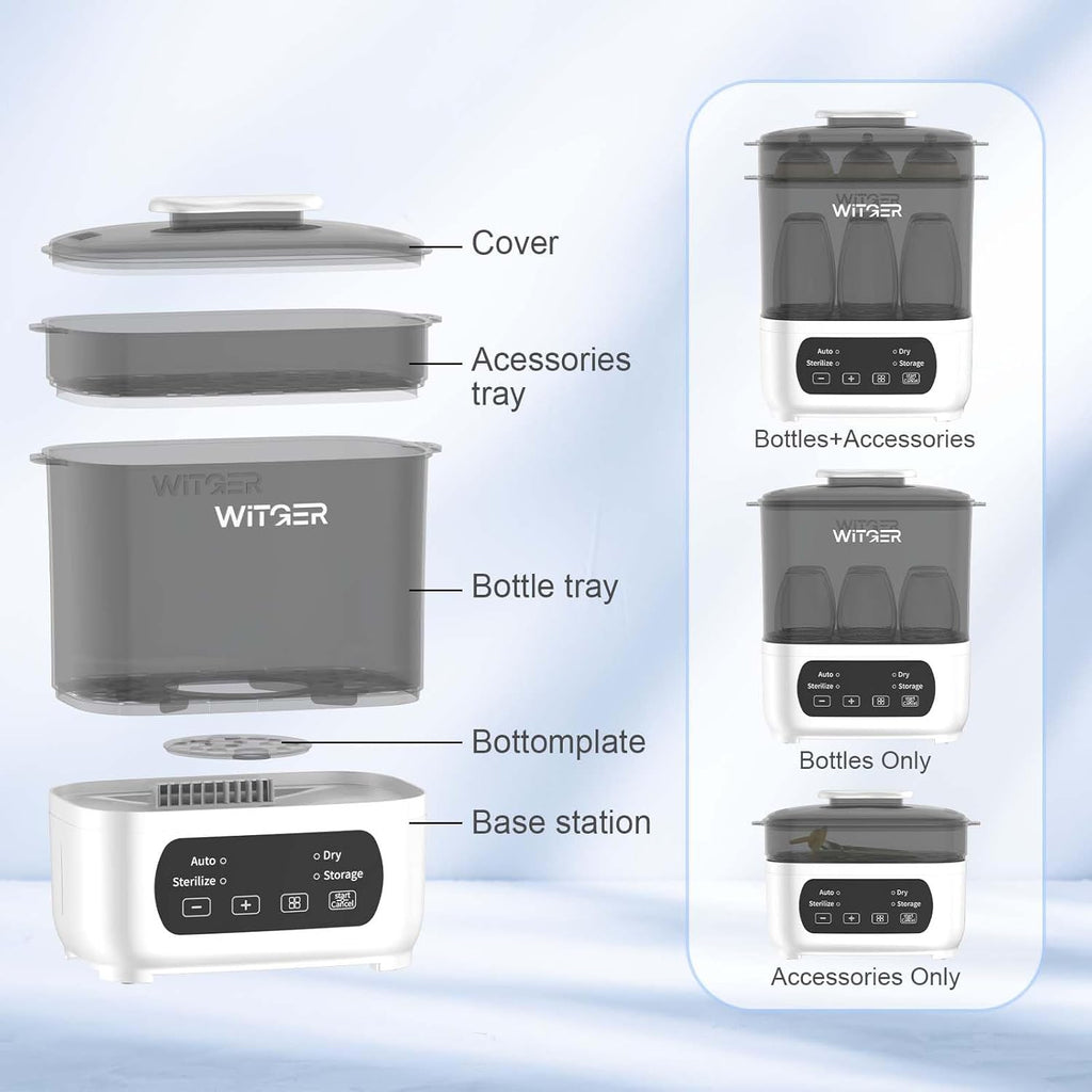 Baby Bottle Sterilizer and Dryer, Electric Steam Sterilizer for Baby Bottles, Pacifiers, and More, with Digital Controls.