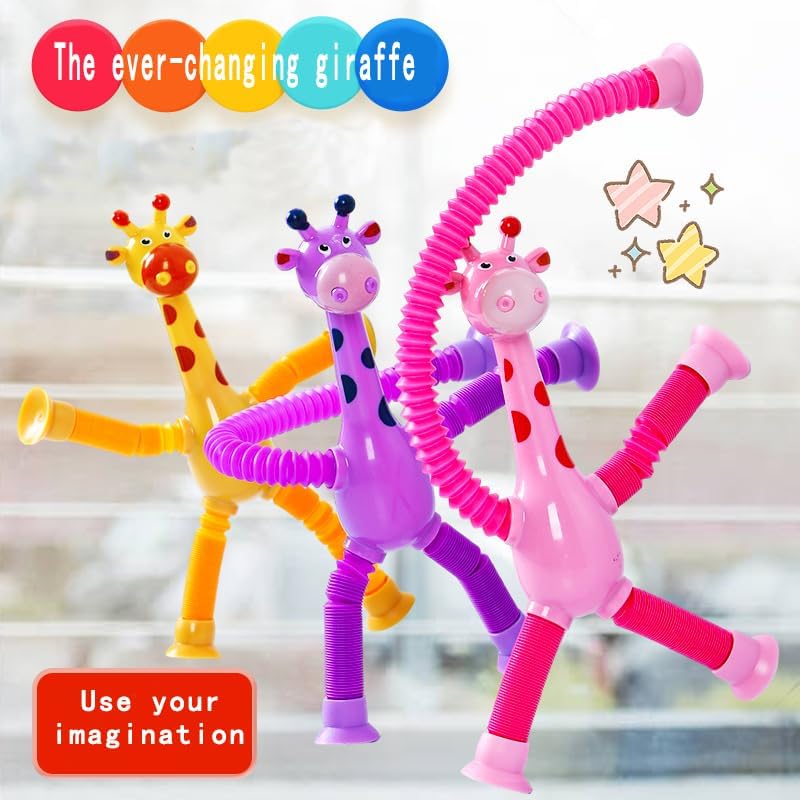 48PCS Telescopic Suction Cup Giraffe Toy,pop Tubes,Toys for Kids,Toddler Travel Toys,Toddler Sensory Toys,figette Toys,Fidget Toys for Kids,Treasure Box prizes,Small Toys for Kids prizes
