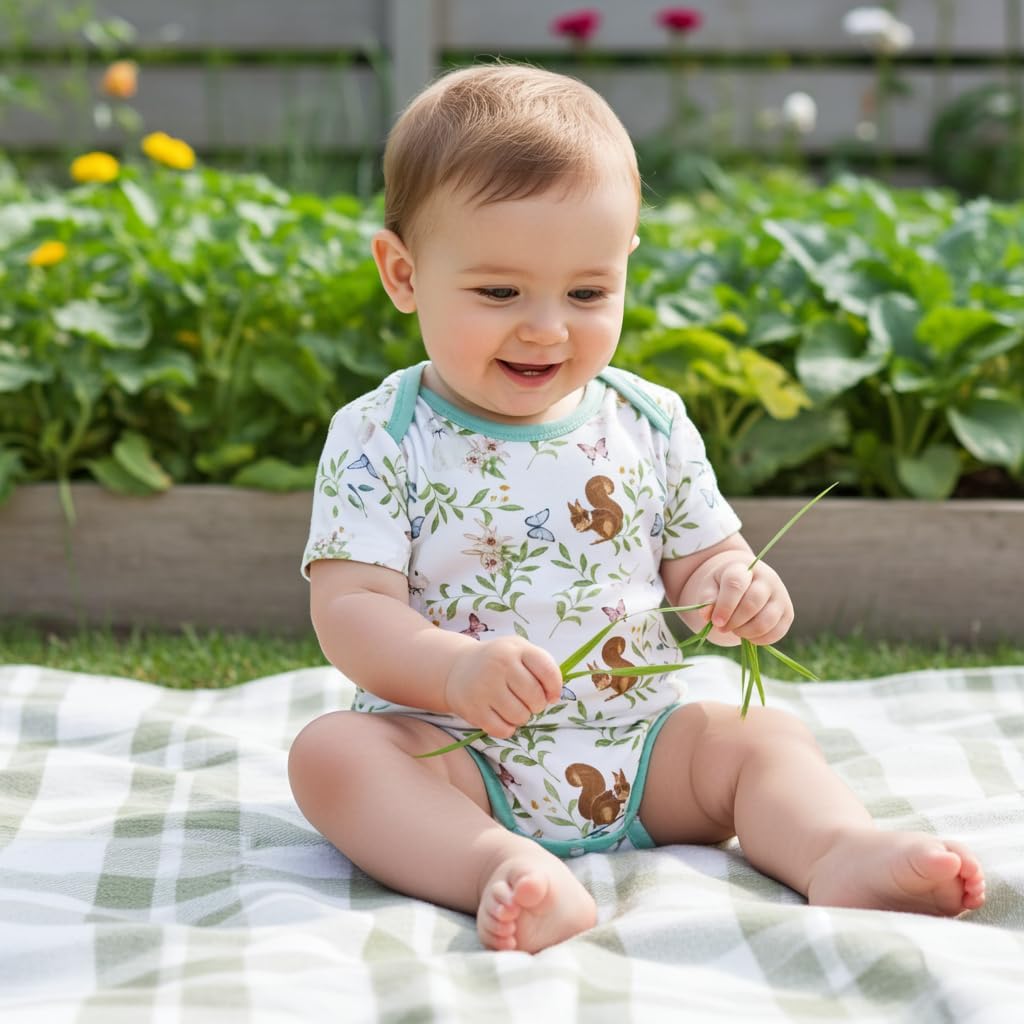 PATPAT Baby Bodysuits Supersoft Bamboo Viscose - Short Sleeve Boys and Girls - Newborn Infant Unisex Clothes Pack