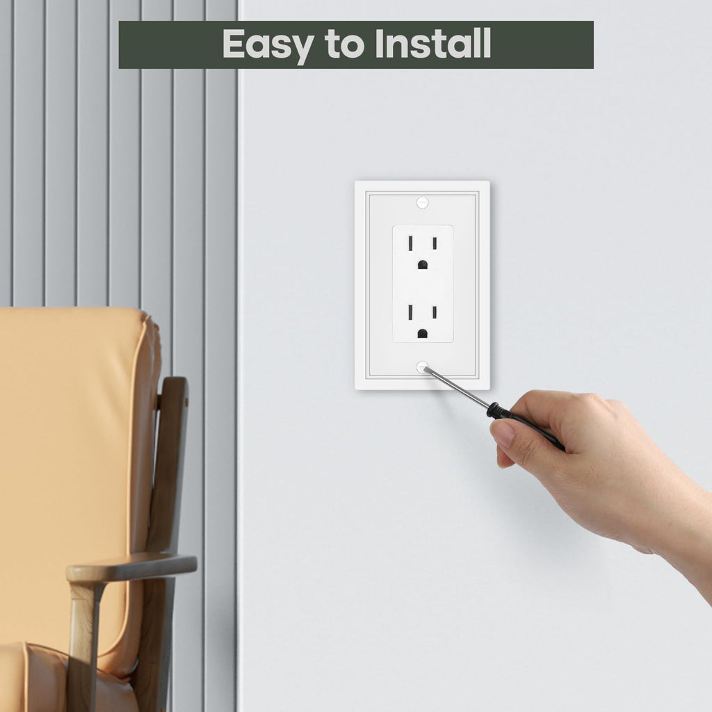 4 Pack Single Decorator Switch Cover Plate White Classic Decorative Decorator Switch Plates Cover 1 Gang Rocker Wall Plate Cover for Duplex Toggle