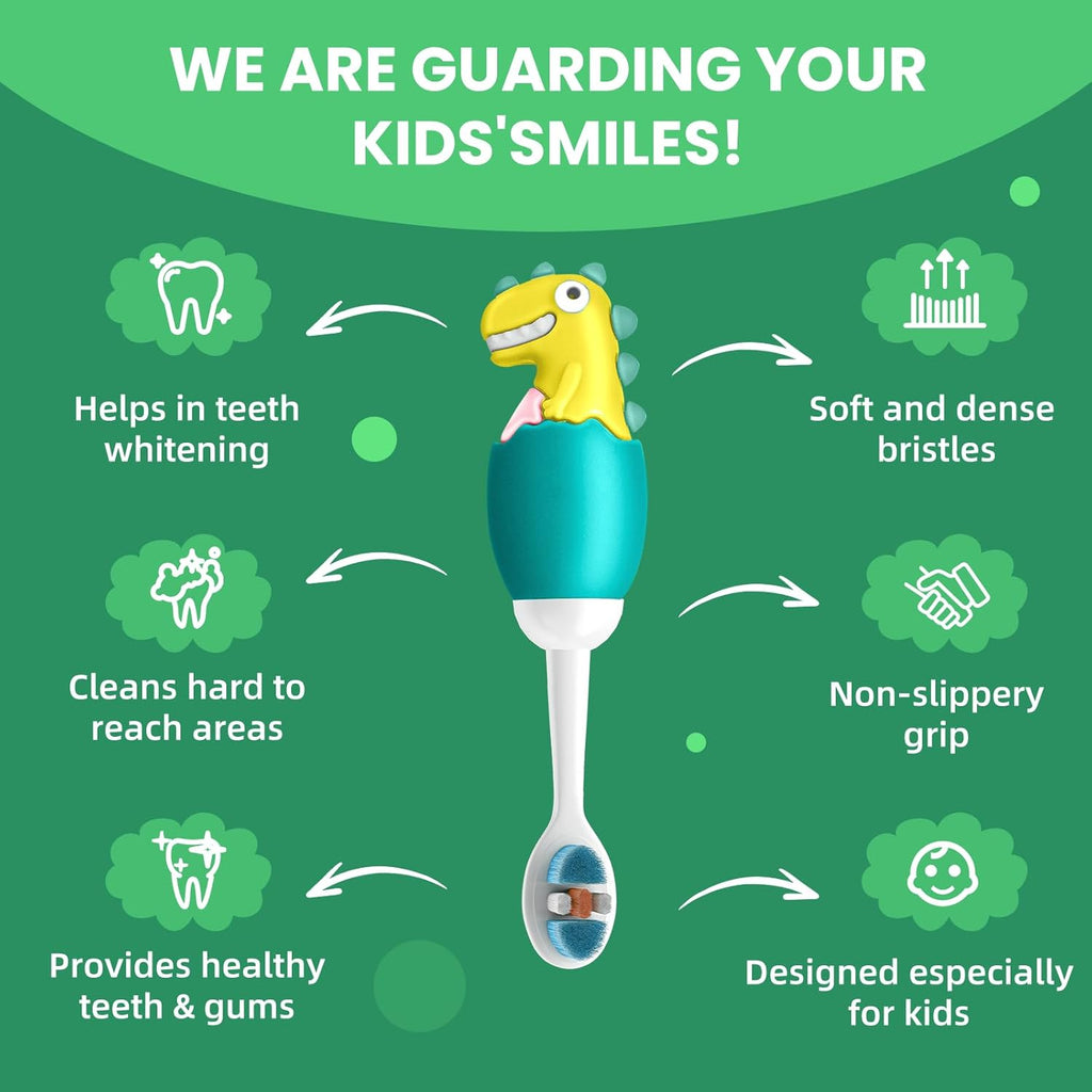 Kids Manual Toothbrush, Extra Soft Bristle With 10000 Bristles for Toddlers, Travel Design for Delicate Teeth & Gums, Children 2-7 Years (Light Green)