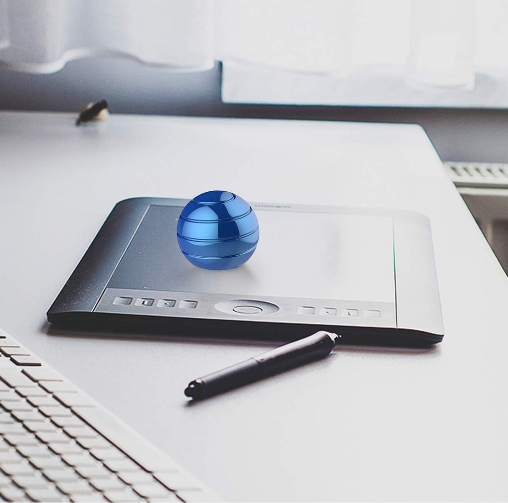 Kinetic Desk Spinning Toy, 1.54'' Kinetic Desktop Toy Ball for Anxiety ADHD, Optical Illusion Fidget Toys for Office for Adults, Fidgets Toys for Father, Mother, Son, Daughter (39MM, Blue)