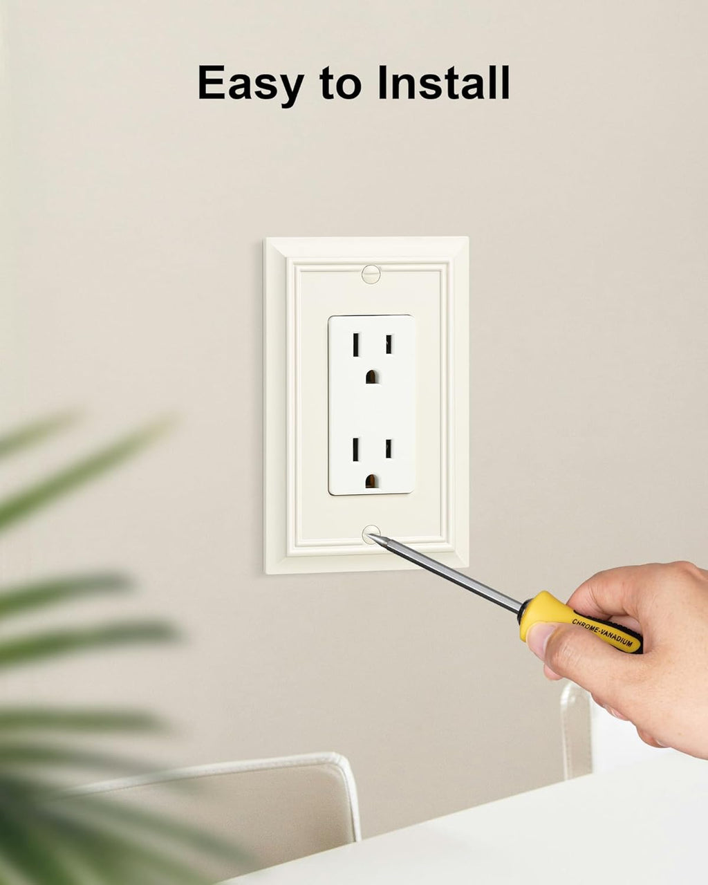 6-Pack Decorator Wall Plate Cover, Light Almond Decorative Switch Plates and Outlet Covers, Durable Natural Bamboo Fiber Wall Plates for Electrical Outlets, Receptacle, GFCI Outlet, Dimmer Switch