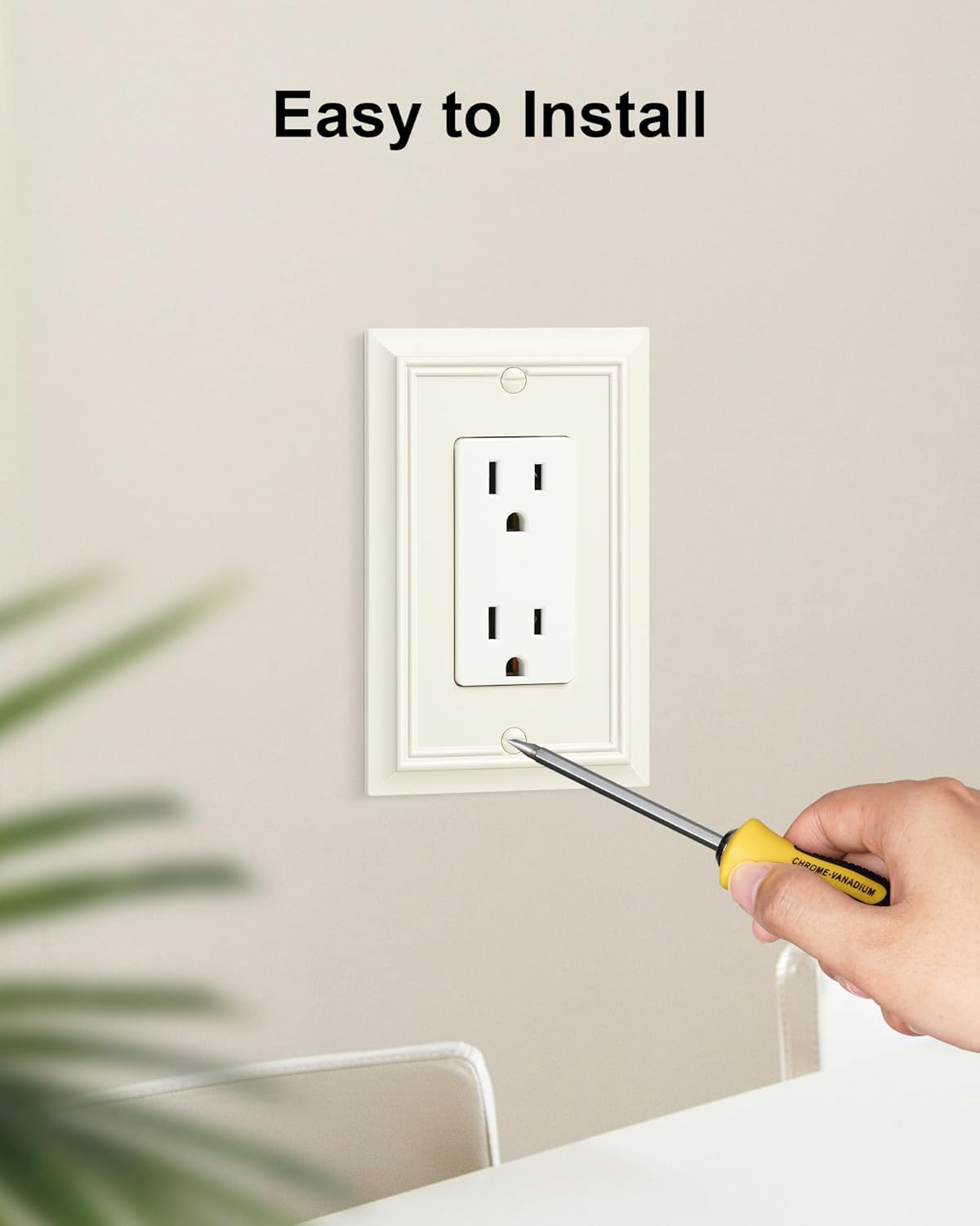 2-Pack Decorator Wall Plate Cover, Light Almond Decorative Switch Plates and Outlet Covers, Durable Natural Bamboo Fiber Wall Plates for Electrical Outlets, Receptacle, GFCI Outlet, Dimmer Switch