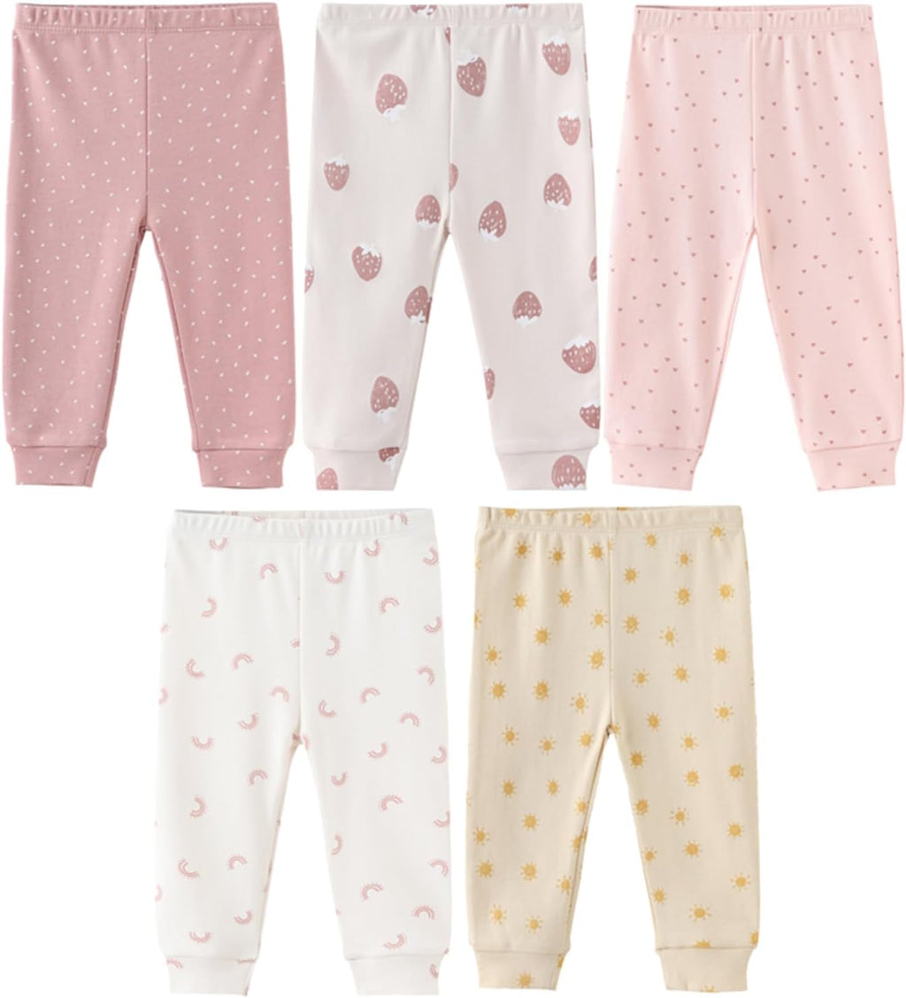Unisex Baby Boy Girl Pants Sets Cotton Soft Infants Bottoms Casual 5 Pack 0-12 Month Babies' Leggings