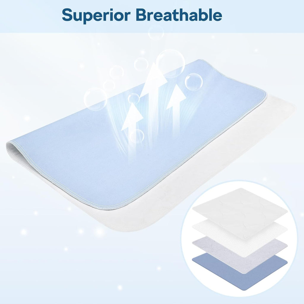 2 Pack 36" x 54" Super Large Waterproof Incontinence Bed Pads - Quick Drying Washable and Reusable Underpads for Kid, Adult, Elderly, Dog and Pet, Pee Mattress Protective Pad for Bed Couch Sofa Floor