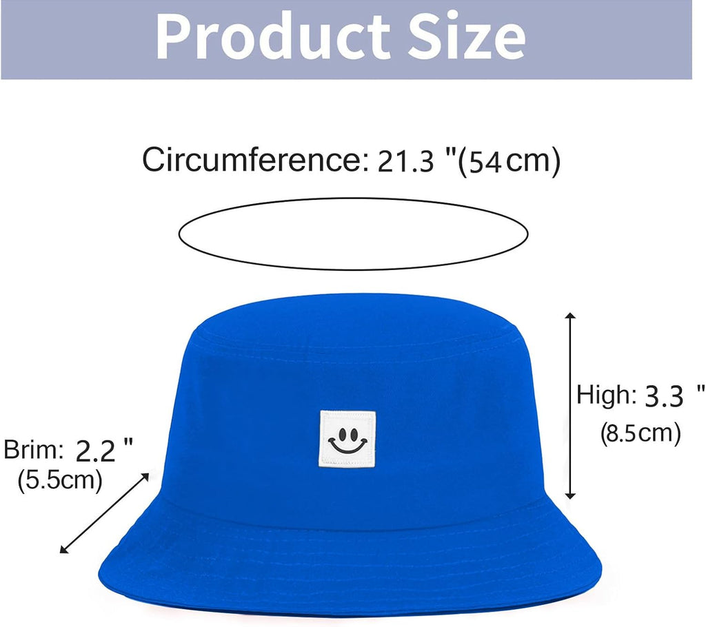 Kids Sun Hat Smile Face Bucket Hat for Girls Boys Summer Sun Protection Cotton Unisex Beach Cap