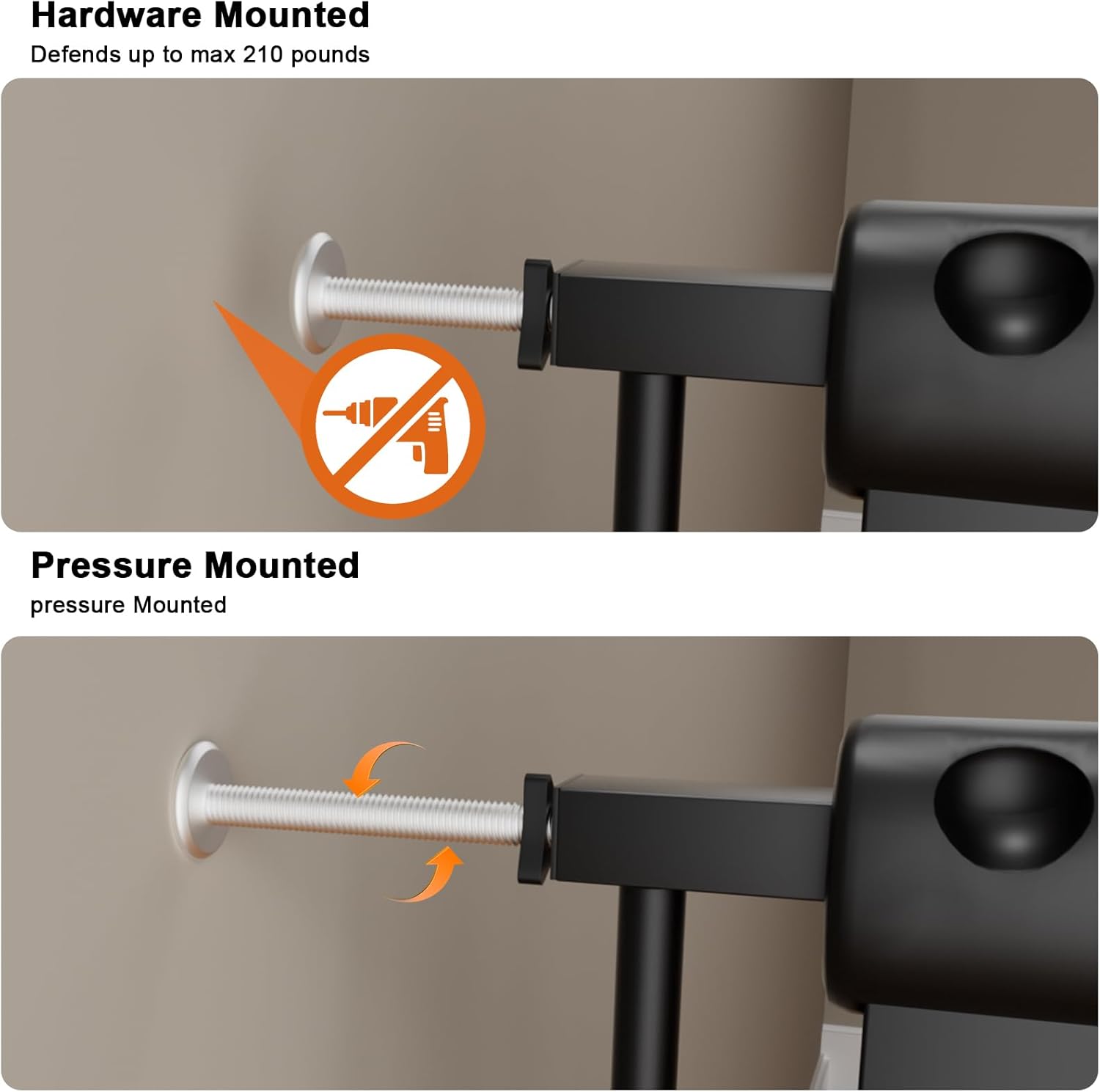 HOOEN 30" Tall Extra Wide Baby Gate for Doorways Stairs 62 to 67 Inch Large Long Pressure Monuted Dog Gate Black Tension Baby Gate Walk Through Safety Gate for Kids or Pets