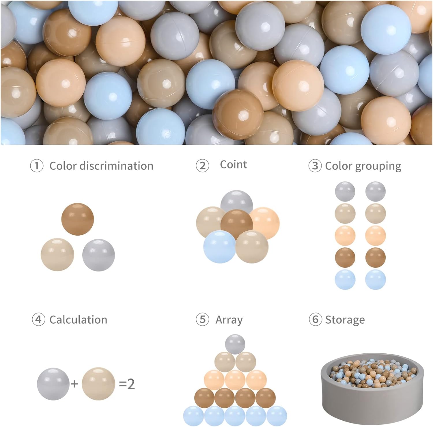 GOGOSO Ball Pits Balls for Toddlers Pack of 50 100 200 Plastics Shape Ball Non-Phthalate Non-BPA Non-Toxic 2.2-Inch Crush Proof Play Balls