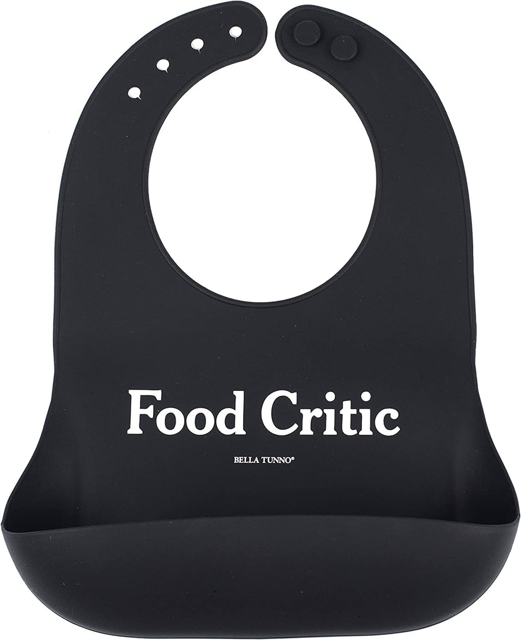 Bella Tunno Baby Bib for Eating, Waterproof Silicone Bib with Large Food Catcher, Adjustable Fit for Babies 4-12 months & Toddlers 1-3 Years, Boys & Girls, Food Critic