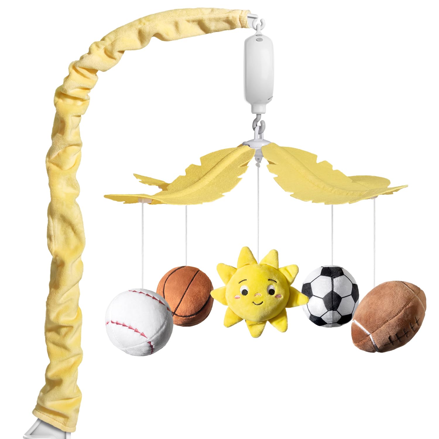 FEISIKE Baby Crib Mobile with 35 Lullabies, 3 Modes Rotation & Music, Soother Toy Adjustable Volume, Sport-Themed Nursery Decor Musical Mobile for Crib or Bassinet