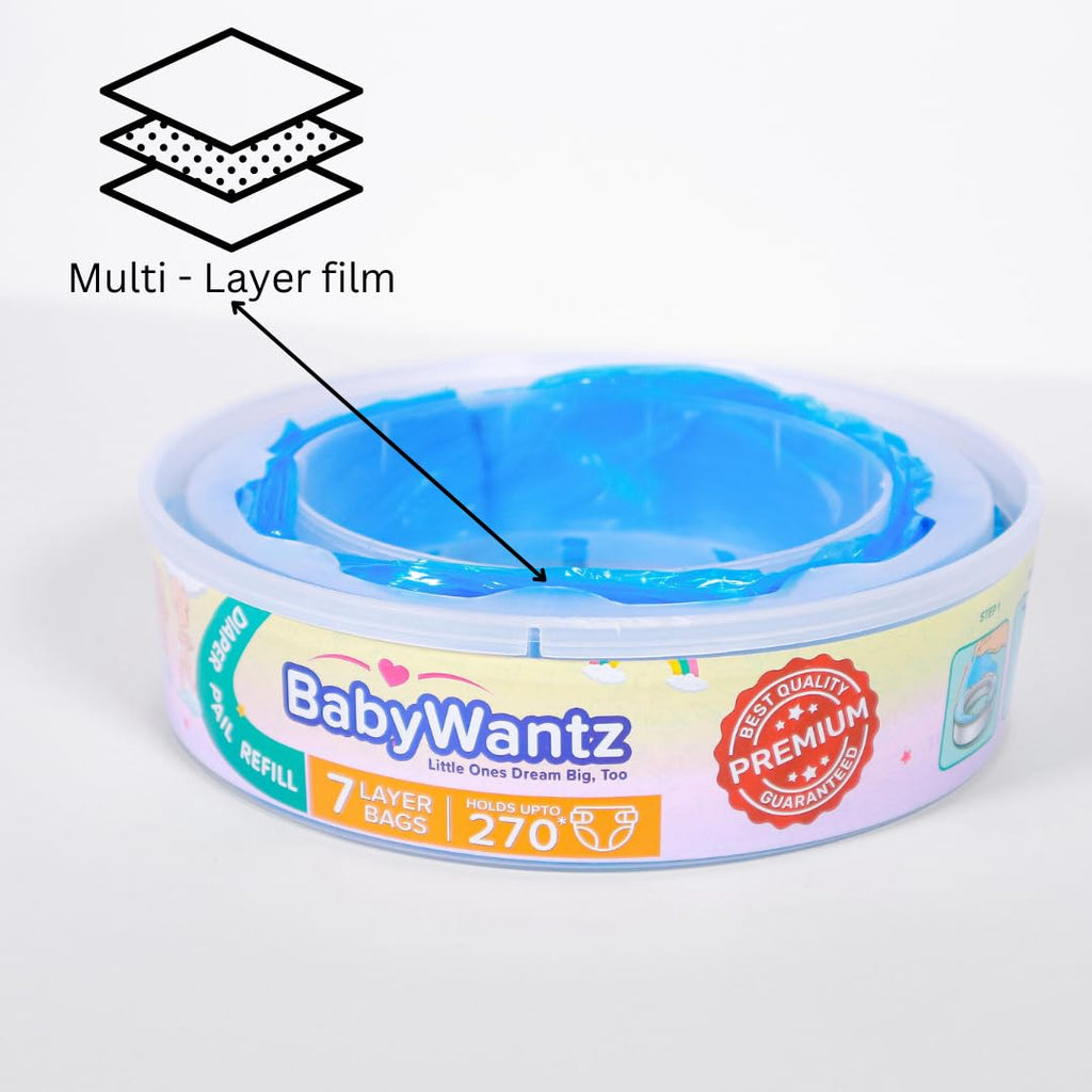 Premium Diaper Pail Refill Bags Compatible with Diaper Genie Pails - 8 Pack - Holds up to 2160 Newborn Diapers