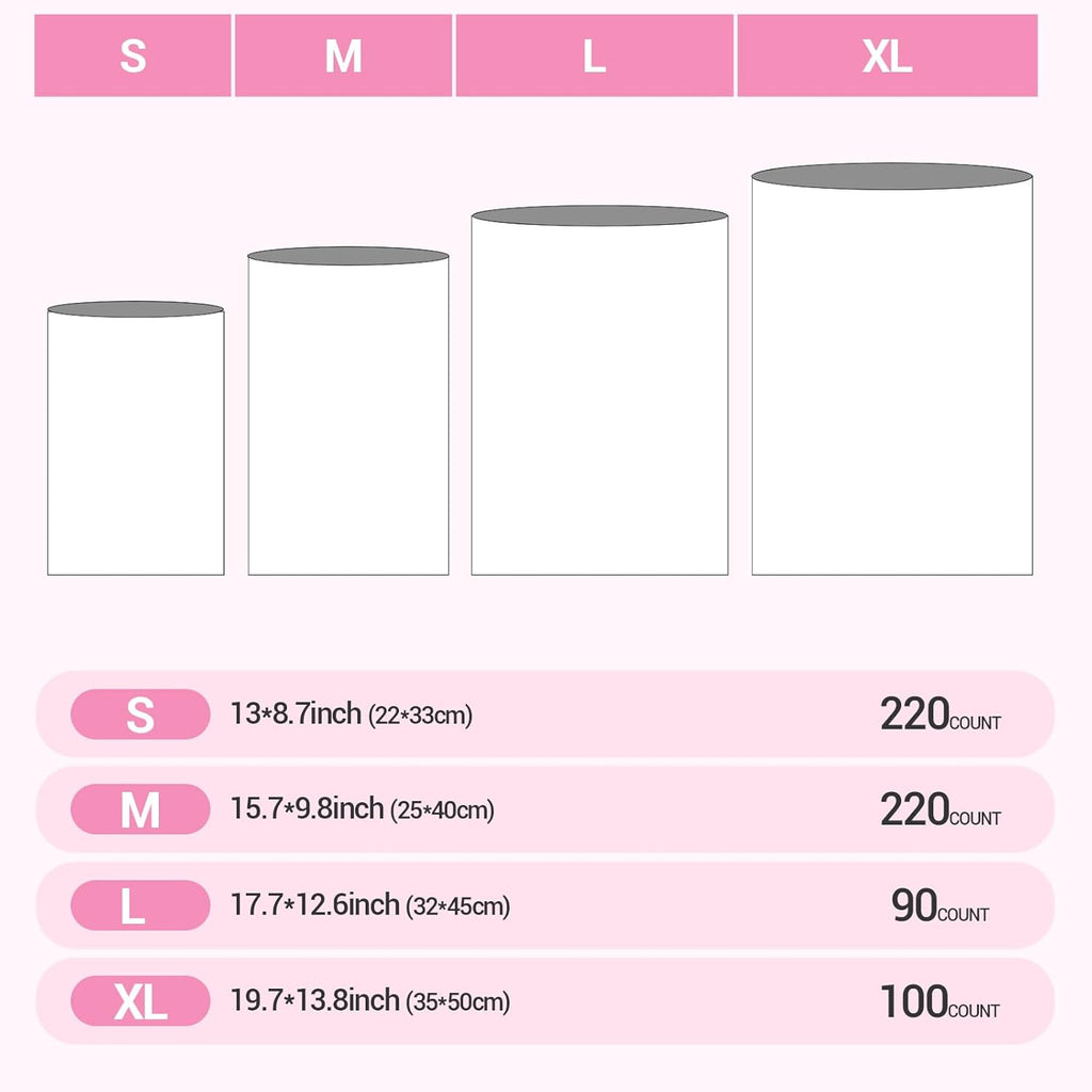 Odor Sealing Baby Diaper Disposal Bags - M/220 Counts Unscented, Durable Diaper Trash Sacks for Home, Travel & On-the-Go Use (Color:White)