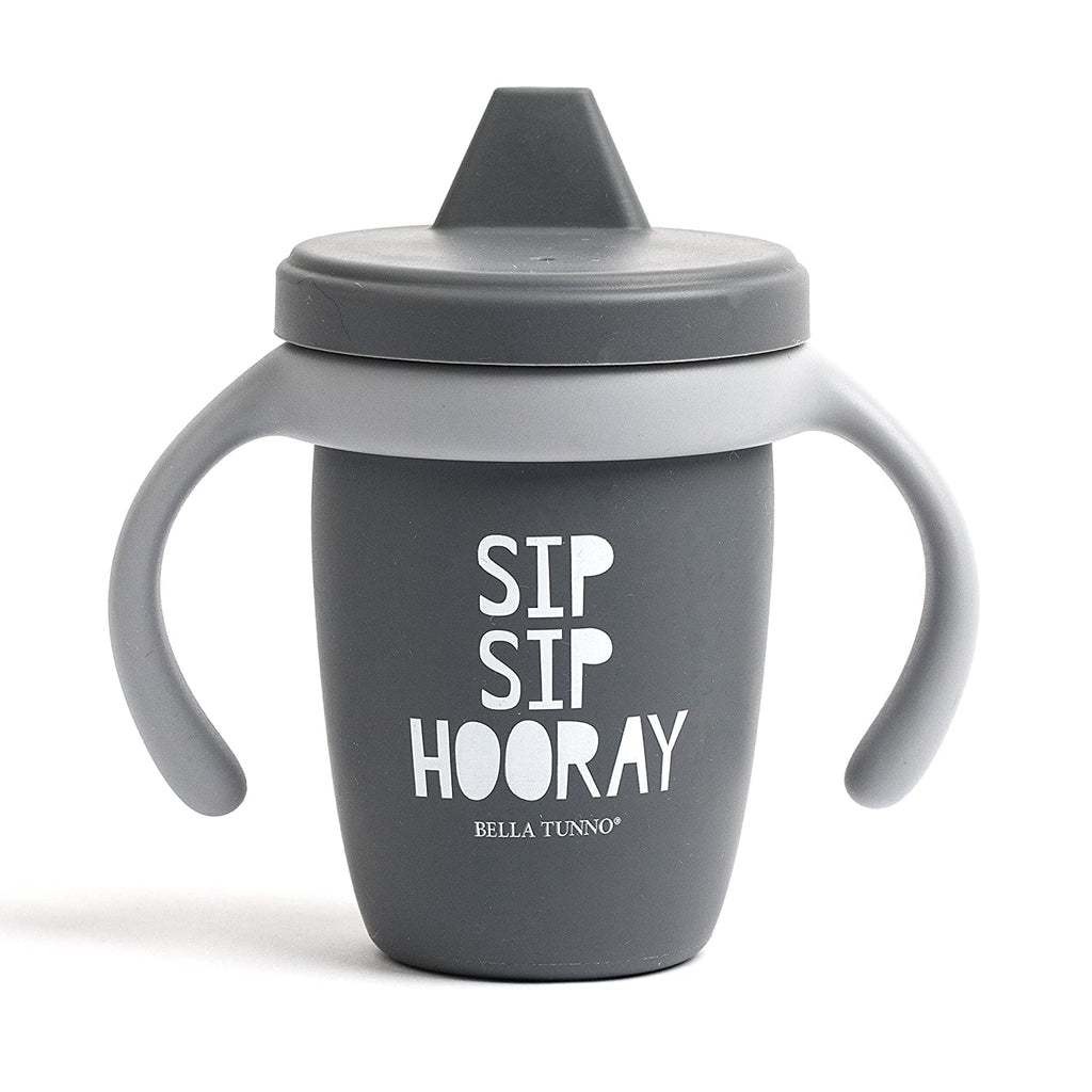 Sippy Cup by Bella Tunno, Silicone Training Cup with Transition Handles for Infants, Toddlers & Kids, Babies 6-12 Months & Toddlers 1-3 Years, Boys & Girls, Sip Sip Hooray, 8 oz
