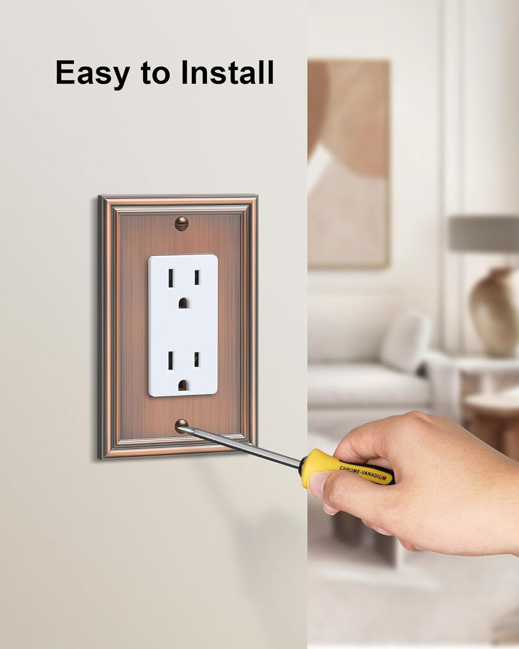 4-Pack Decorator Outlet Cover Plate, Antique Copper Decorative Switch Plates and Outlet Covers, Durable Zinc Alloy Wall Plates for Electrical Outlets, Receptacle, GFCI Outlet, Dimmer Switch