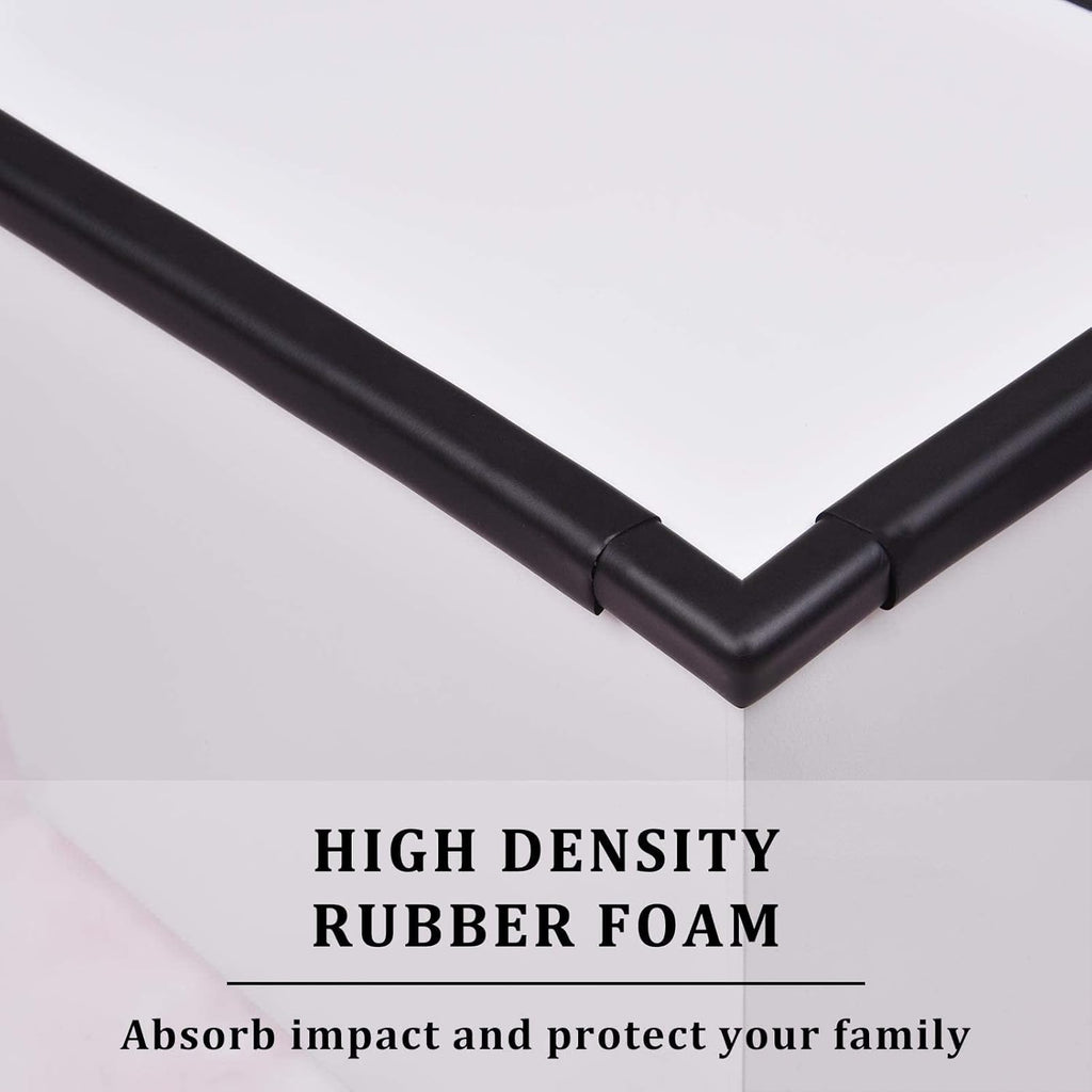 Baby Proofing Edge and Corner Guards, Safety Furniture Bumper with 3M Double-Sided Tape,16.40ft Edge + 4 Pre-Taped Corners Baby Corner Protector for Fireplace, Table, Stair, Cabinet(Black)