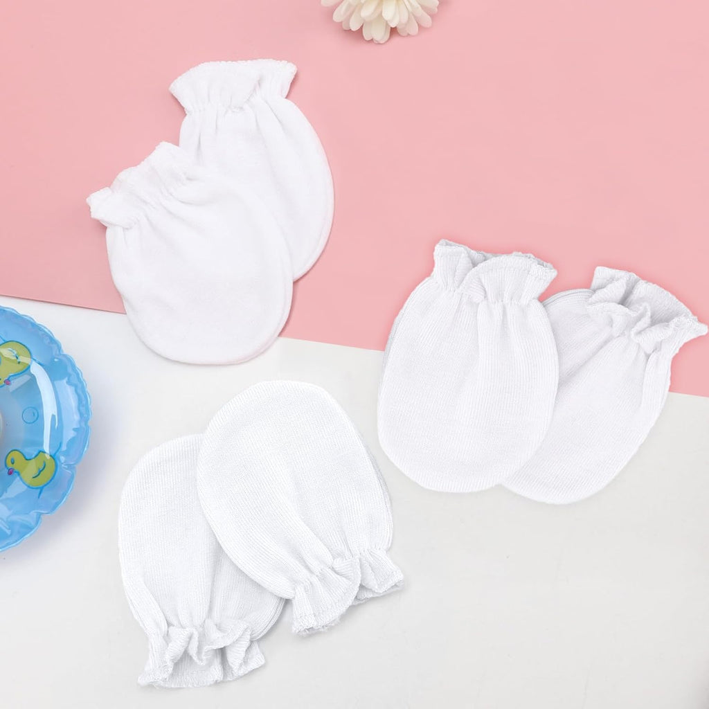 Newborn Baby Mittens No Scratch Cotton Elastic Wrist Gloves Infant Toddler Mittens for Baby Boy Girl 0-6 Months