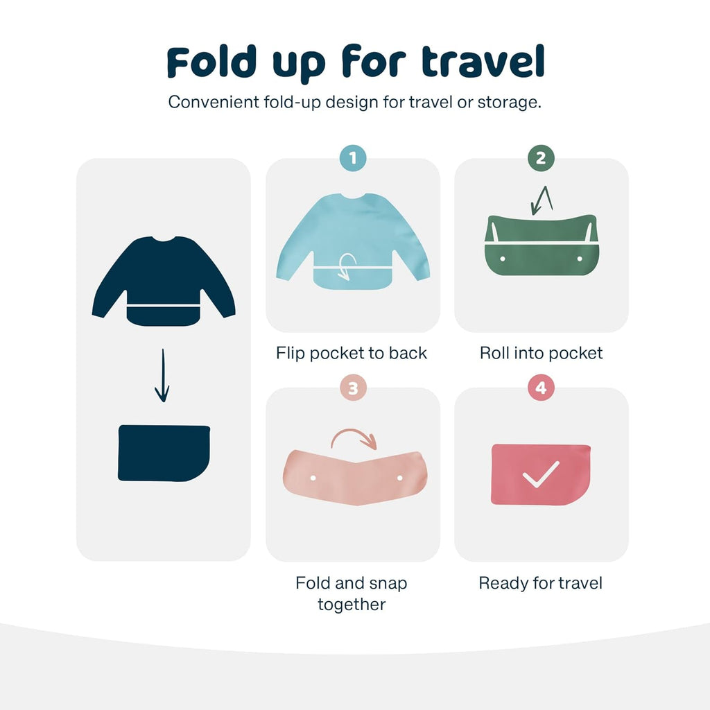 Tiny Twinkle Mess Proof Baby Bib,Waterproof Smock Baby Bib for Eating,Machine Washable Long Sleeve Bib,Baby Led Weaning,Toddler Bib (Butterflies, Small 6-24 Months)