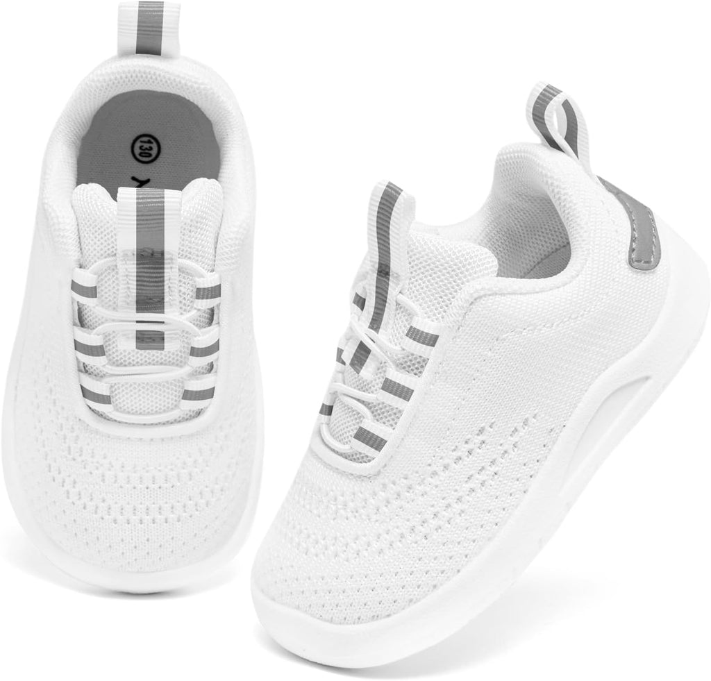 MORENDL Toddler Slip On Sneakers Baby Walking Shoes Non-Slip Breathable Unisex Pink Mesh Lace-Up Athletic Sneakers Infant Running Shoes