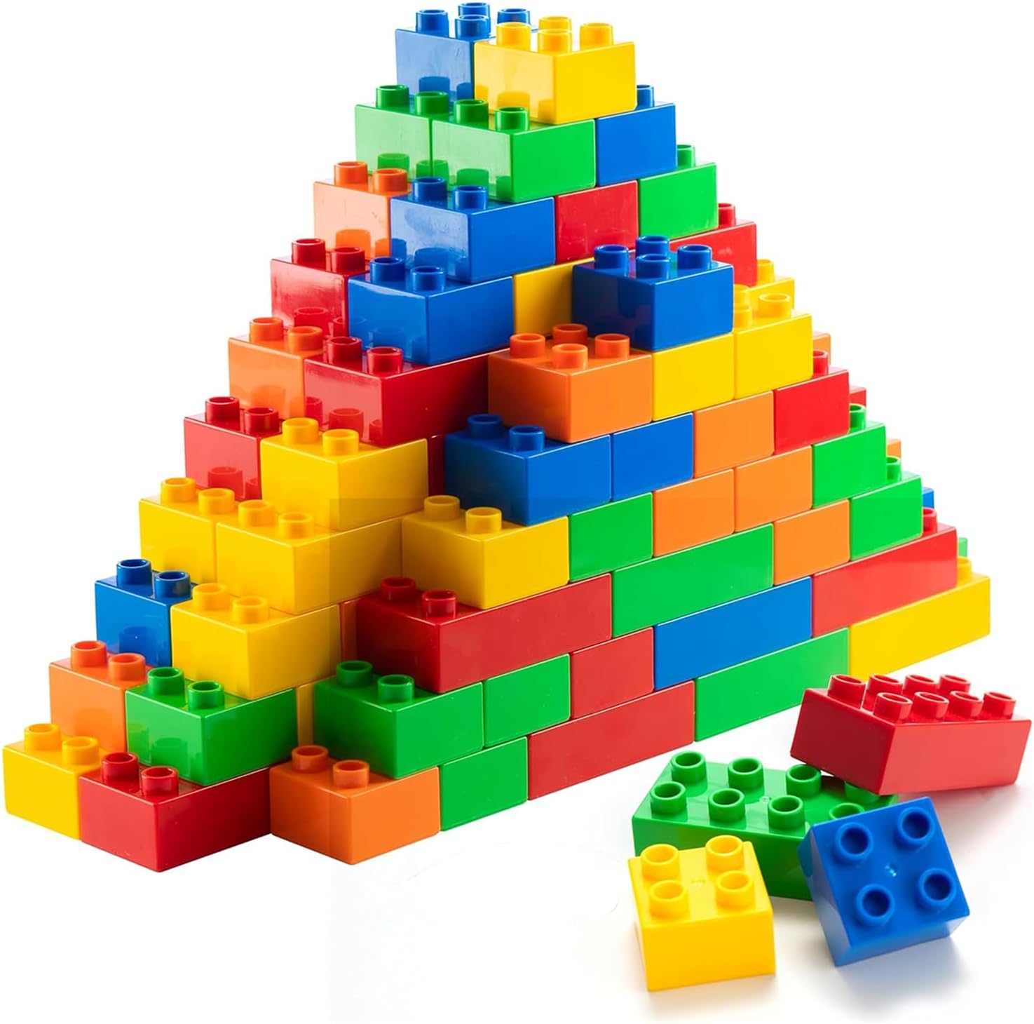 PREXTEX Building Blocks for Toddlers - 300 Jumbo Building Bricks with Carrying Box for Easy Storage - 5-Color Build Toys and Gift Set for Kids Ages 3 and Above - Compatible with Major Brands