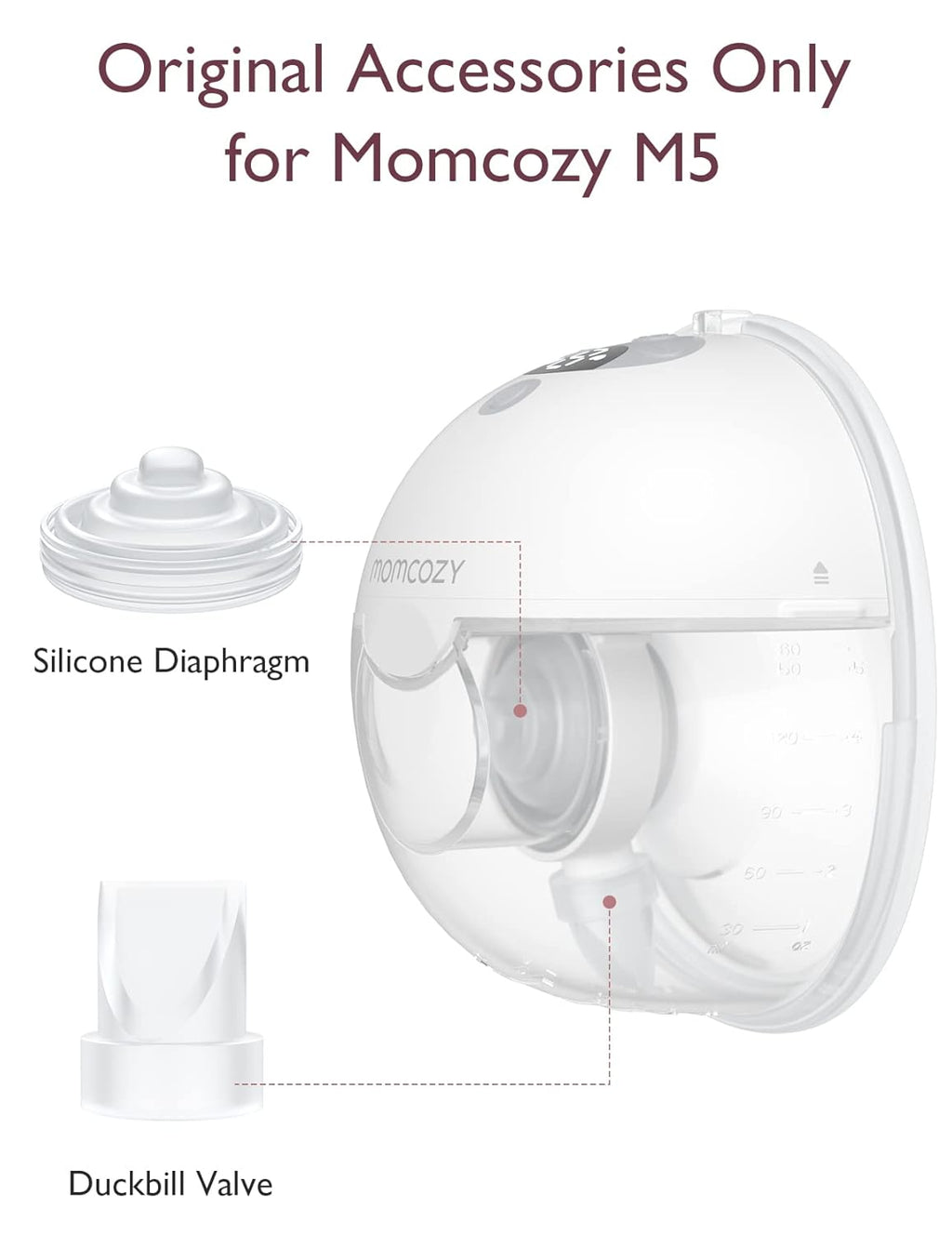 Momcozy Duckbill Valves & Silicone Diaphragm Compatible with Momcozy M5. Original Momcozy M5 Breast Pump Replacement Accessories, 1 Pack
