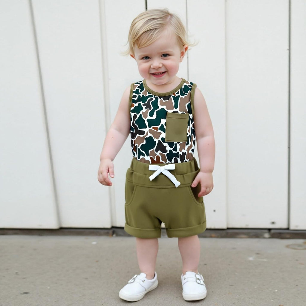 Kupretty Baby Boy Summer Clothes Sleeveless Tank Tops Vest T-Shirt + Casual Shorts Toddler Outfits Set