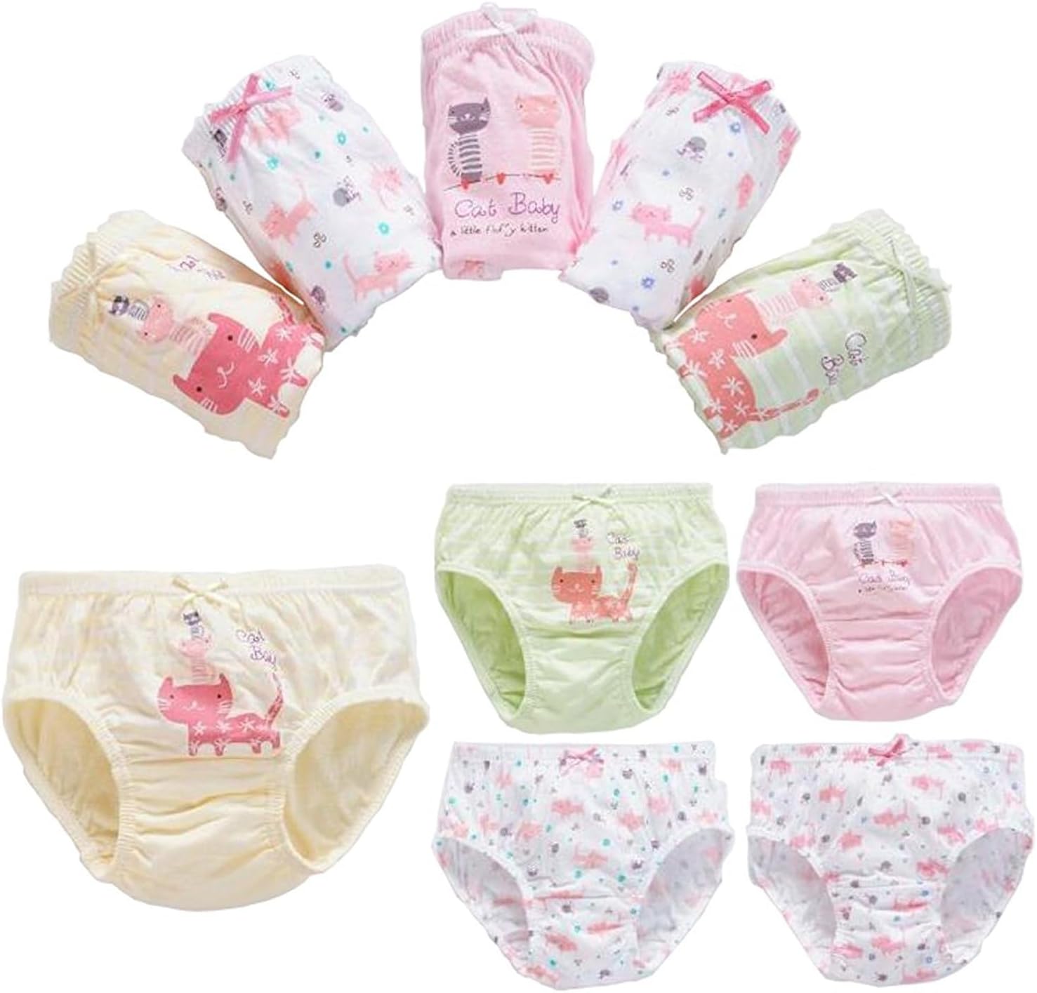 CHUNG Toddlers Little Girls Cotton Briefs Panties Pack of 5/6 Print Underwear 2T-10Years