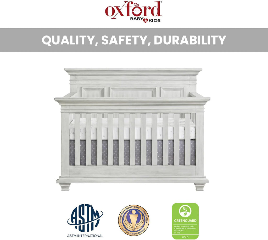 Oxford Baby Weston 4-in-1 Convertible Crib, Vintage White, GreenGuard Gold Certified