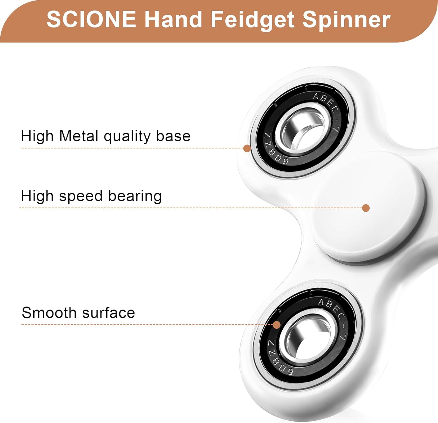 SCIONE Fidget Spinner Toy 1 Pack, Stress Anxiety Relief Sensory Fidget Toys for Kids Adults, Cool Fidget Spinners for ADHD Autism Birthday Gifts Stocking Stuffers Classroom Prizes for Boys Girls