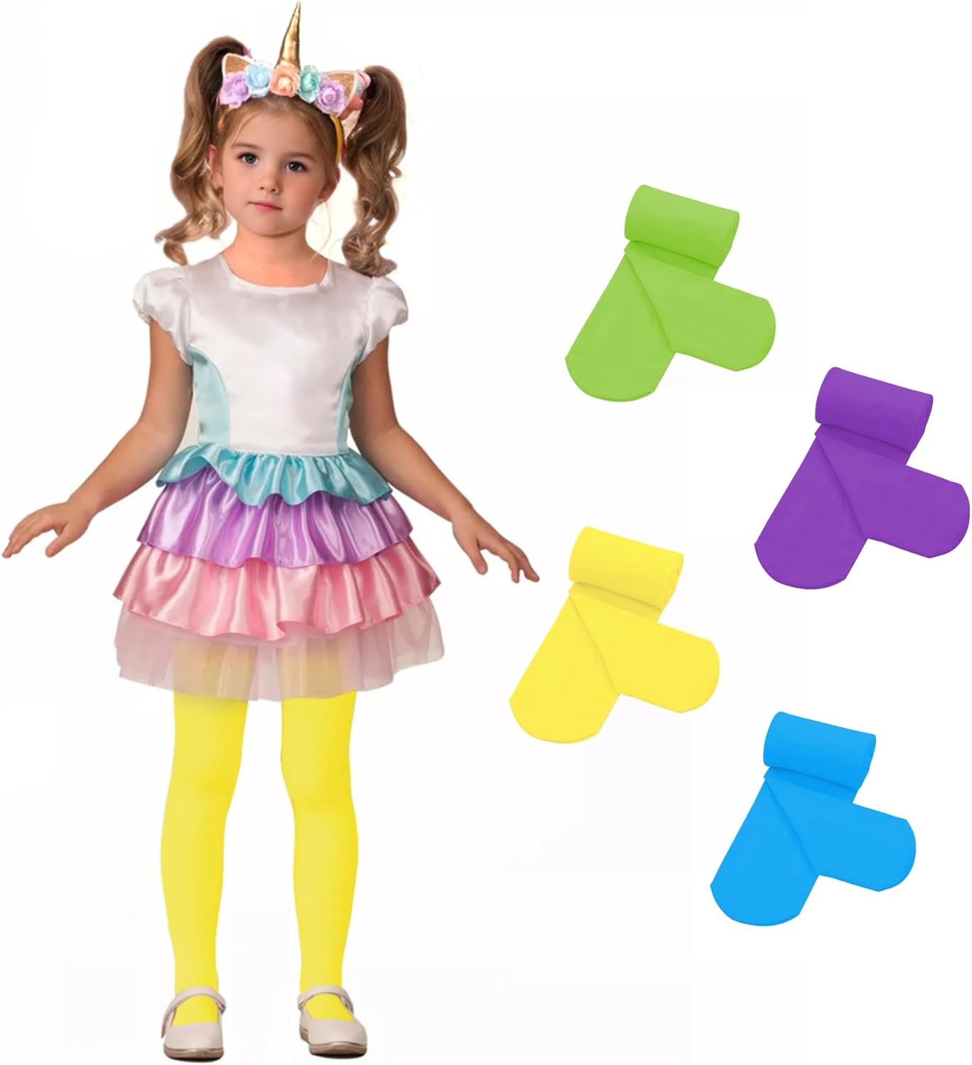 Zando 4 Pairs Tights for Girls Ultra Soft Velvet Dance Tights for Girls Ballet Gymnastics School Uniform 1-14 Years