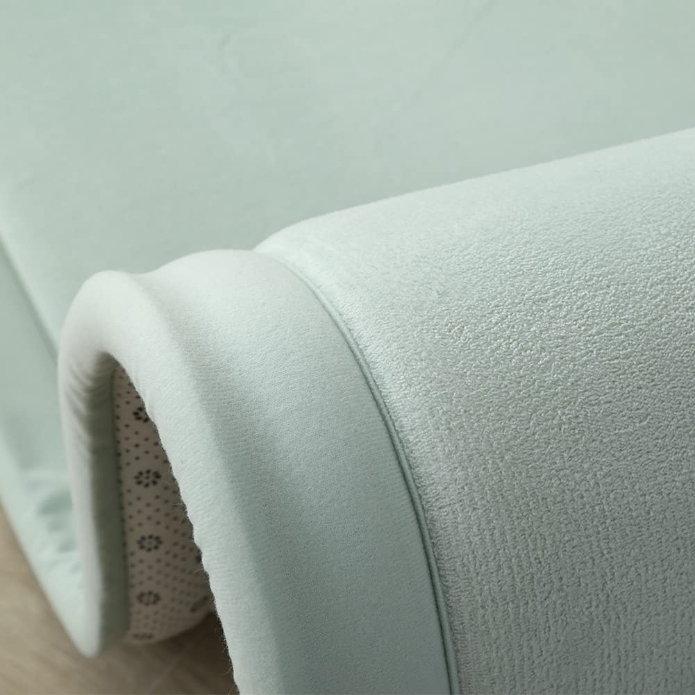 Loartee Nursery Rug Coral Velvet Crawling Rugs Mat Area Rugs Play Crawling Mat(6'7"x9'2", Light Green) for Toddler Children Play Mat Yoga Mat Exercise Pads Carpet