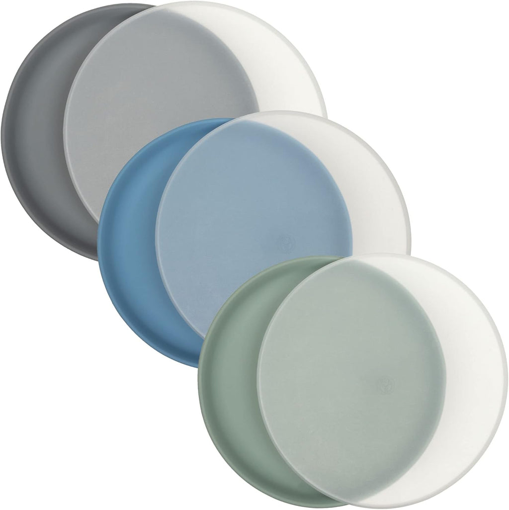 WeeSprout Baby & Toddler Non-Suction Plates with Lids, 100% Food Grade Silicone Plates, Premium Hard Plastic Lids, Unbreakable Design, Microwave & Dishwasher Safe, 3 Pack