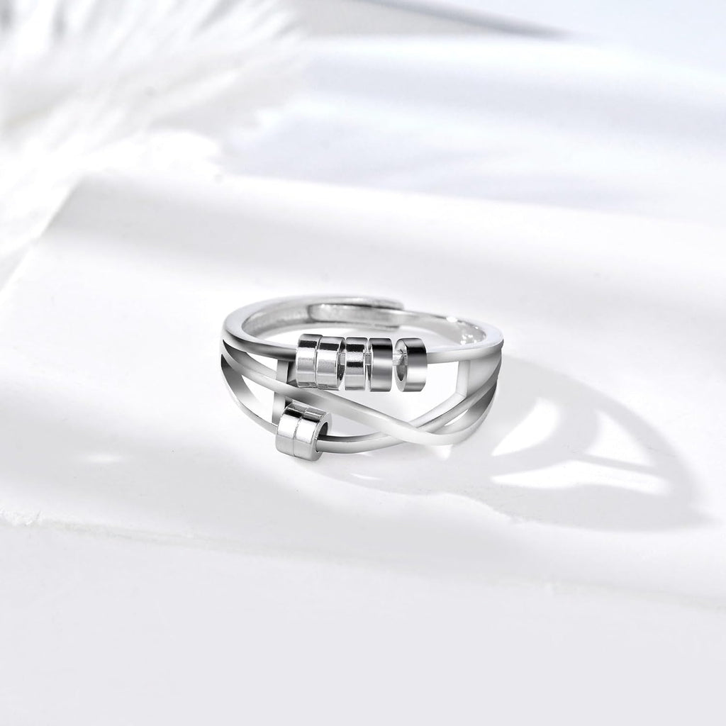 INFUSEU Funny Spinner Fidget Rings for Women Girls Anti Anxiety Stress Worry, Adjustable Size