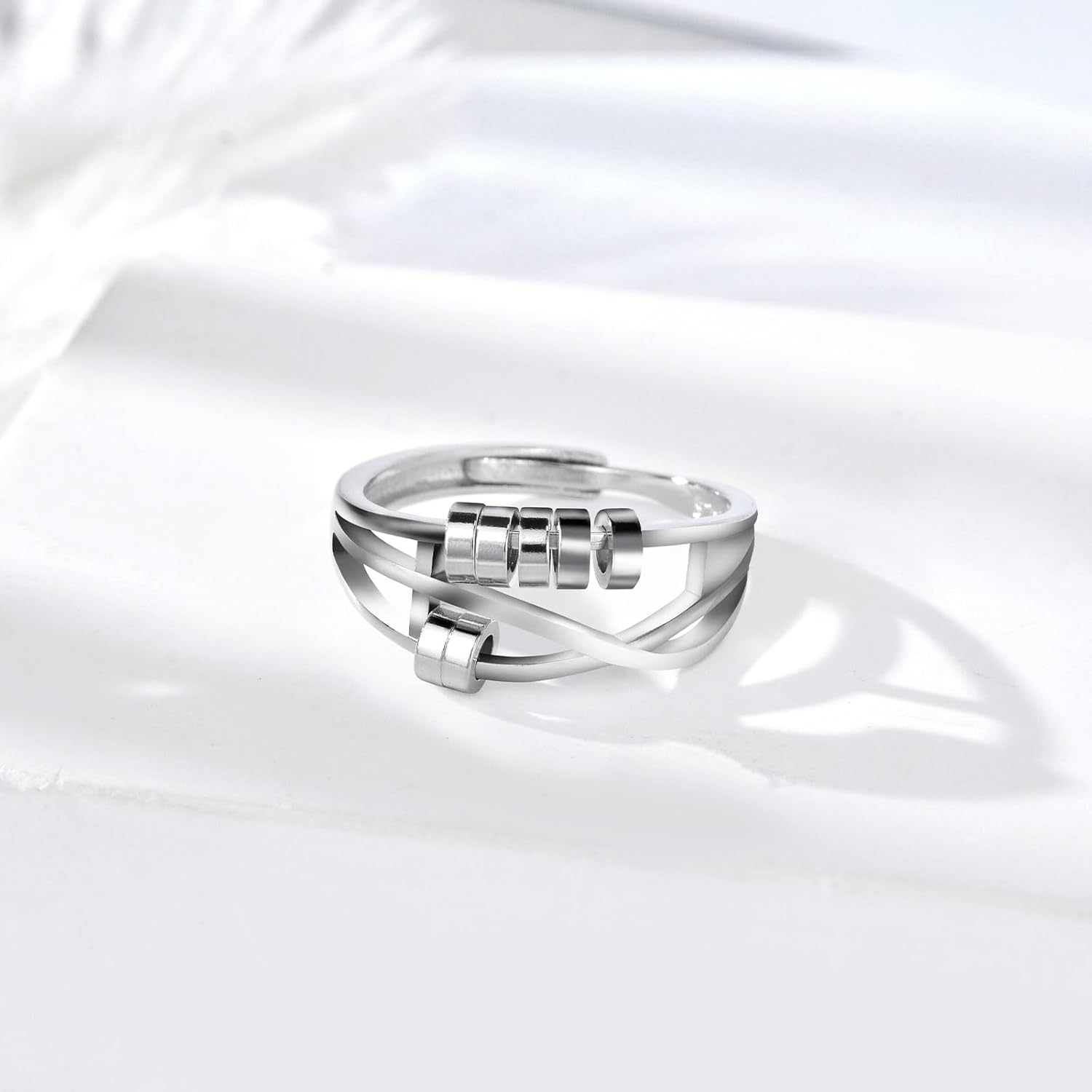 INFUSEU Funny Spinner Fidget Rings for Women Girls Anti Anxiety Stress Worry, Adjustable Size