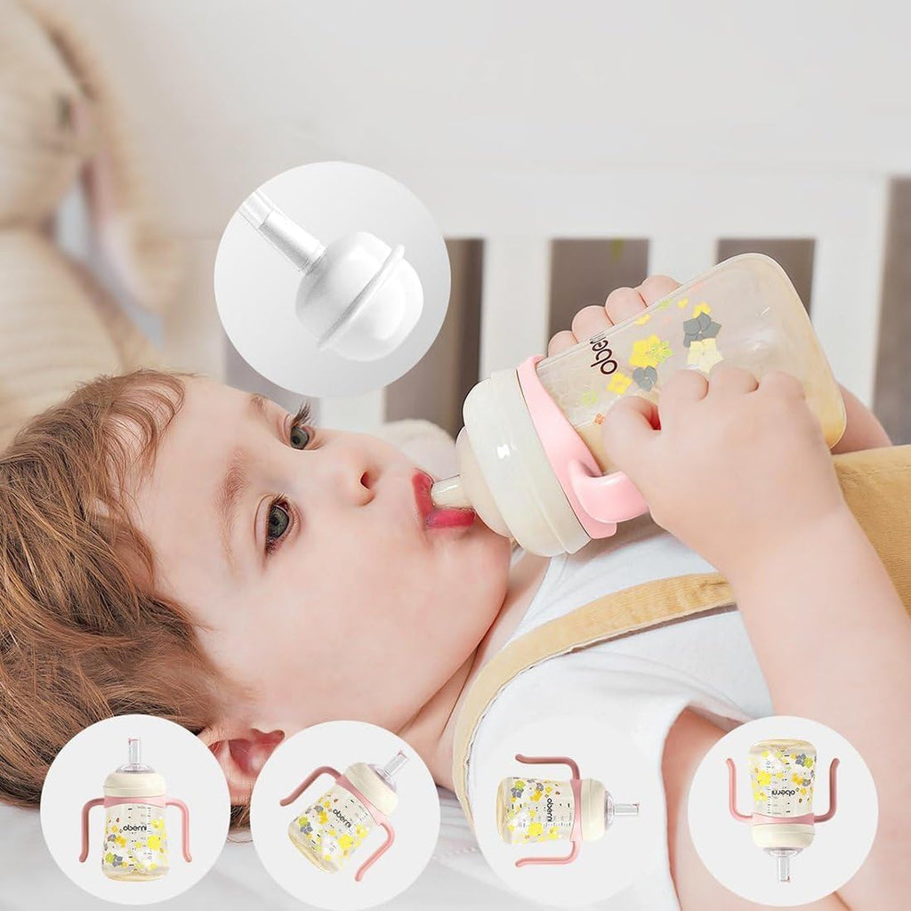 Toddler Sippy Cup 10oz, Weighted Straw Baby Drinking Water Bottle with Valved Spout for 6+ Months, 300ml/Green/2Pack