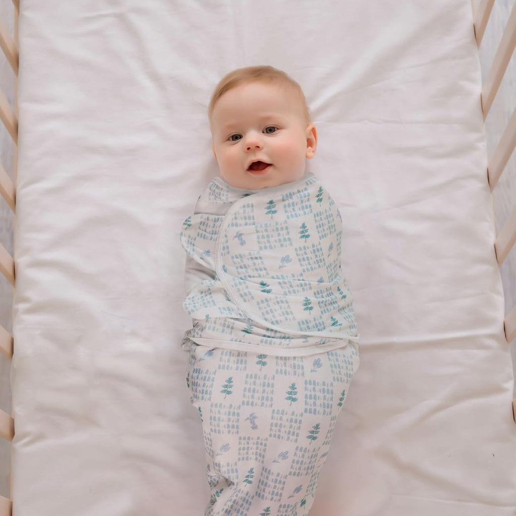 Baby Swaddle Sacks, 3-Pack Newborn Organic Cotton Swaddle Wrap, Adjustable Swaddling Blankets, Nursery Swaddling Essentials for Newborn 0-3 Months, Infant Shower Items Gift (Dinosaur & Forest)