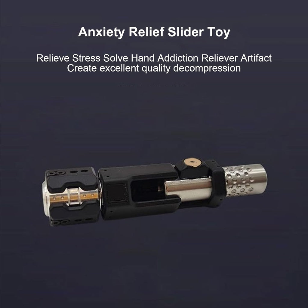 Fidget Slider Toy, 5 Stage Push 2 Stage Slide Toys, Ratchet Clik Fidget Toys Slider Black Metal Fidget Toy Fidget Rotating Slider Toy