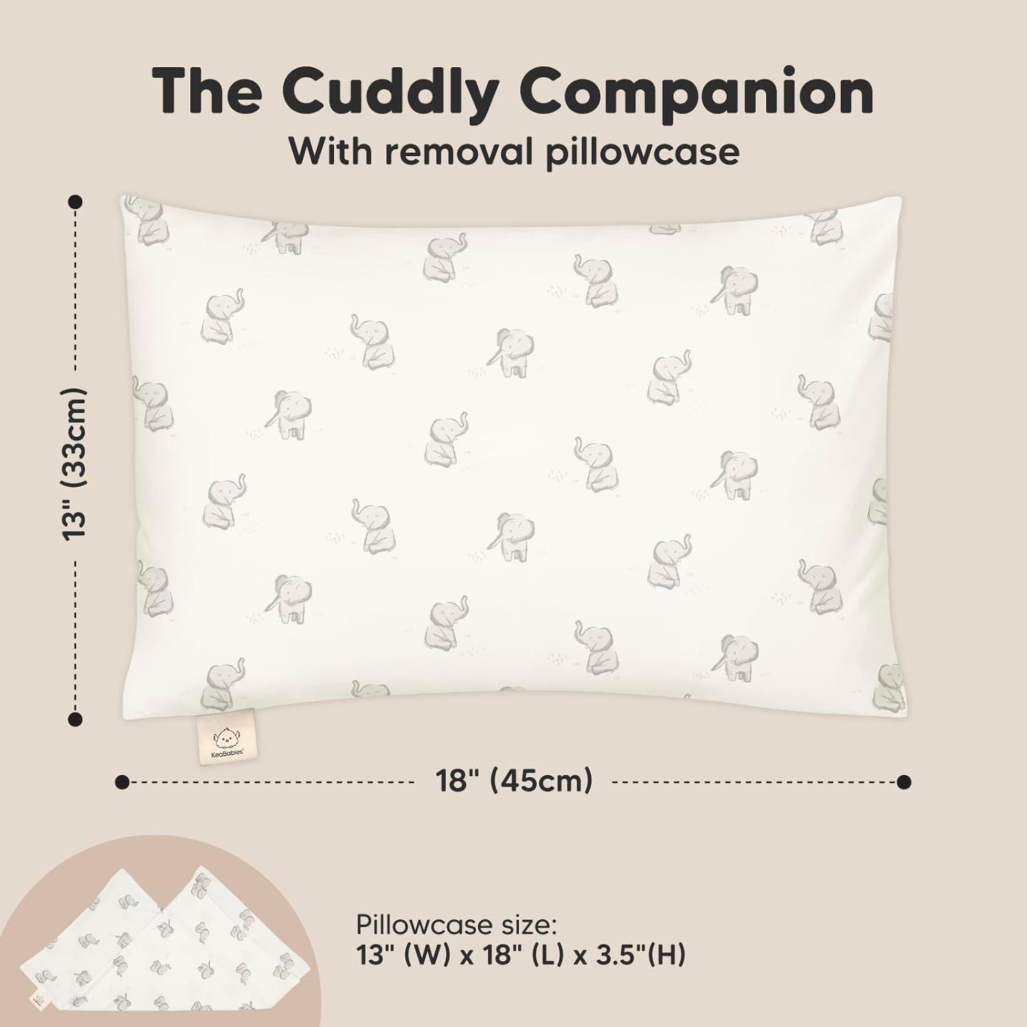 Toddler Pillow with Pillowcase - 13x18 My Little Cuddly Pillow, Viscose Derived From Bamboo Nursery Toddler Pillows for Sleeping,Kids Pillow,Small Travel Pillows,Mini Toddler Bed Pillow (Elly)