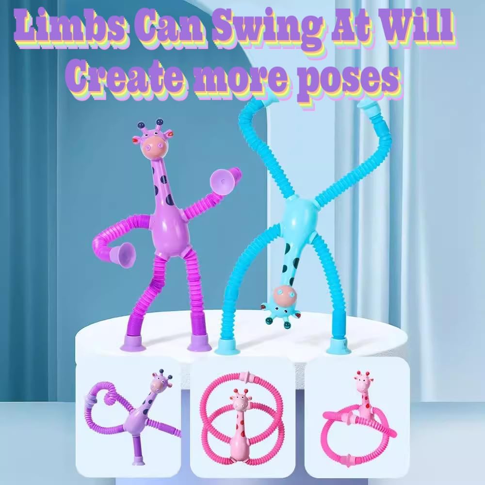 48PCS Telescopic Suction Cup Giraffe Toy,pop Tubes,Toys for Kids,Toddler Travel Toys,Toddler Sensory Toys,figette Toys,Fidget Toys for Kids,Treasure Box prizes,Small Toys for Kids prizes