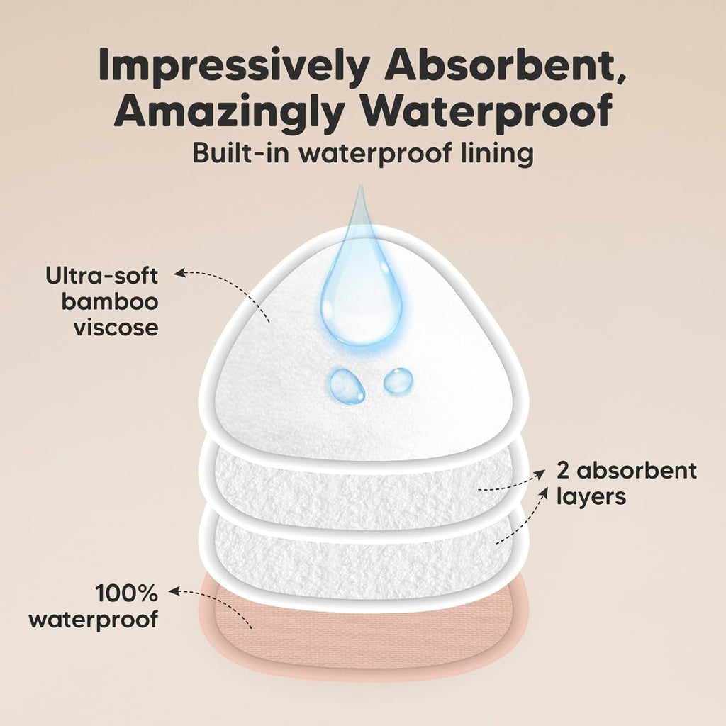 14-Pack Organic Nursing Pads - Washable Breast Pads for Breastfeeding, Nursing Bra Nipple Pads for Breastfeeding, Pumping Bra Reusable Breast Pads, Maternity Breastfeeding Bra Pads (Neutrals, M 3.9")