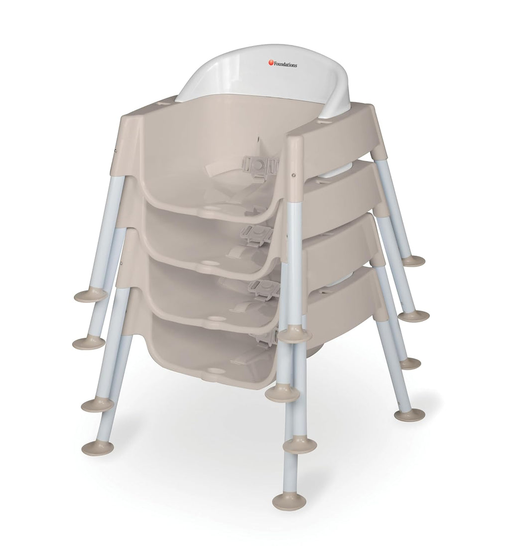 Foundations Secure Sitter Feeding Chairs Multipack, No-Tip Feet, 3-Point Adjustable Harness, Removable Tray, Easy to Clean, Stackable Feeding Chairs, 3 Pack (11 inch)