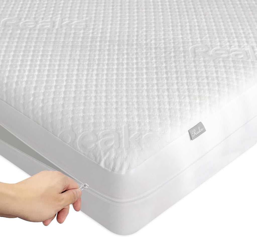 Queen Size Mattress Protector with Zipper - 100% Waterproof Zippered Mattress Cover - Soft & Cooling Noiseless Bed Mattress Covers - Top Removable Mattress Encasement 13-15" Deep