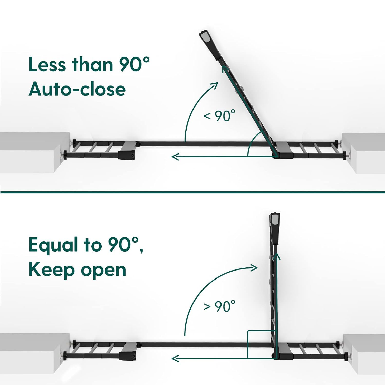 BABELIO 36" Tall Baby Gate, 29-48" Auto-Close & Pressure Mounted, Black Steel Dog Gate for Stairs & Doorways