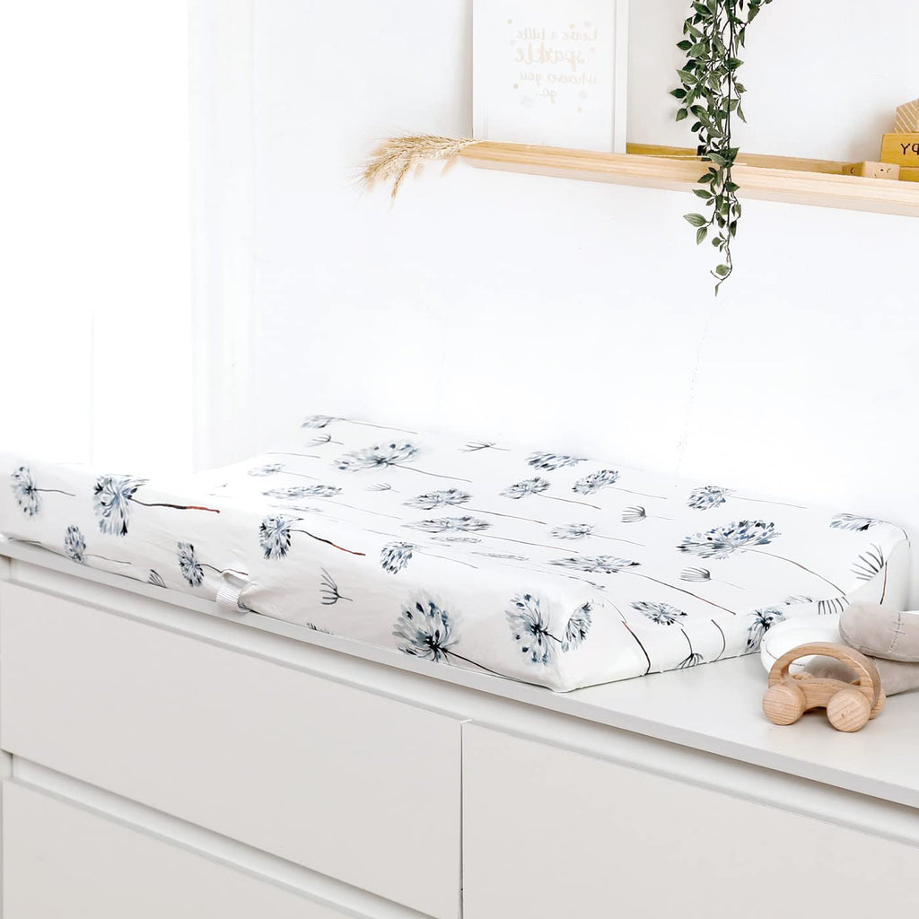 GRSSDER Stretch Ultra Soft Jersey Knit Changing Pad Cover Set 2 Pack, Change Table Pad Covers Fit 32"/34" x 16" Pads Safe and Snug, Pretty Swan/Watercolor Dandelion for Baby
