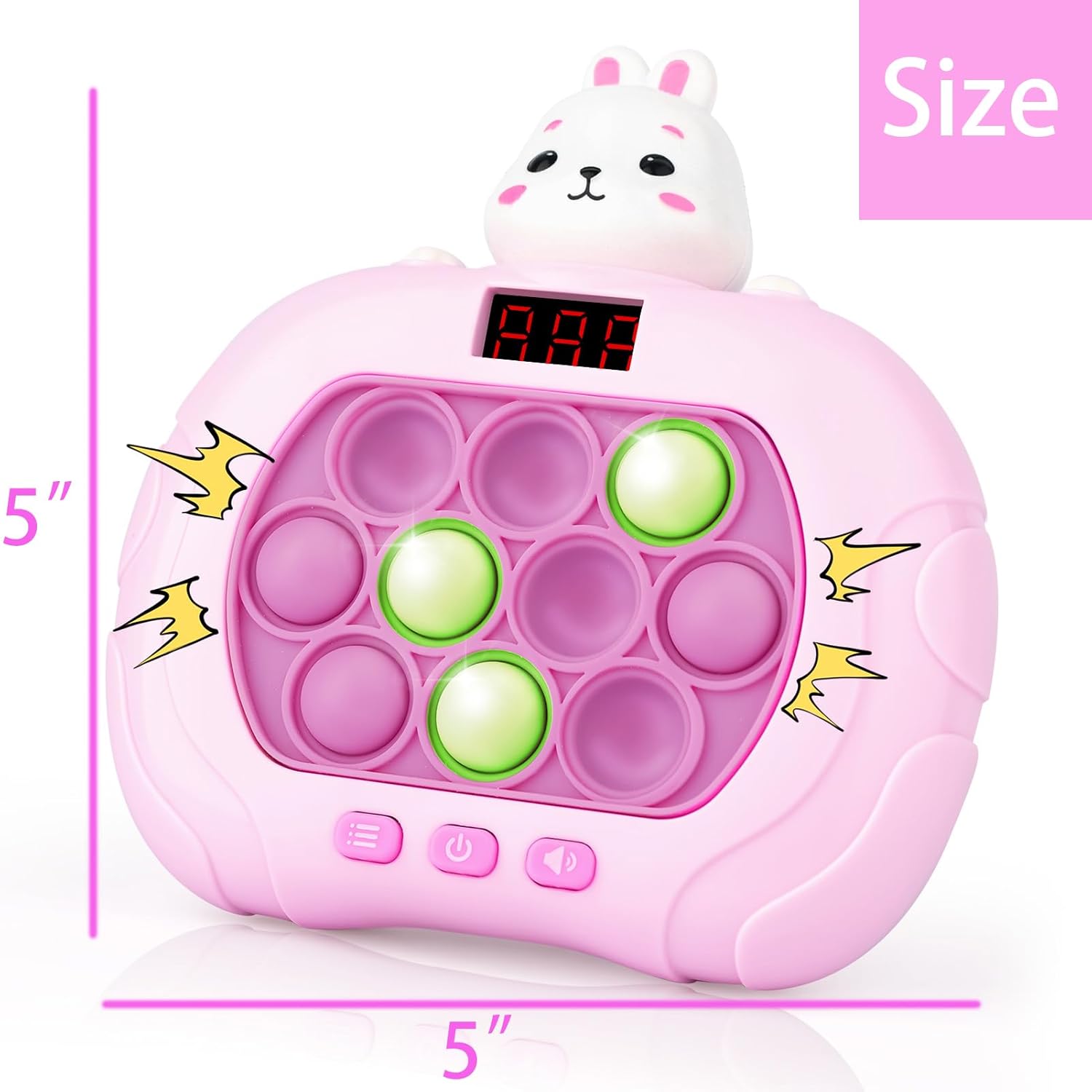 Fast Push Game Pop Fidget Toy for Kids, Quick Push Bubble Game 6 Modes Handheld Puzzle Game Sensory Toy with LED Screen Pop It Game Light Up Fidget Toy Gift for 3 to 12 Year Old Girls Boys