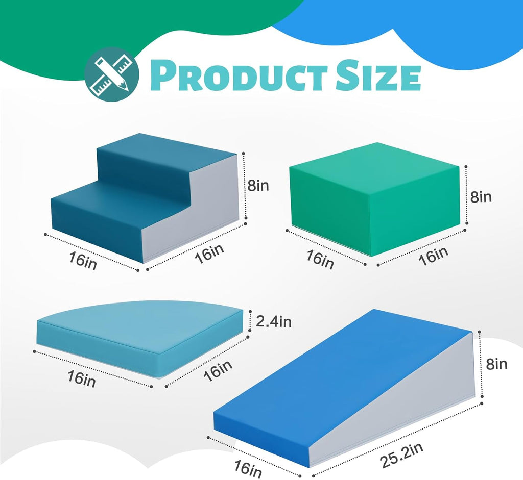 6-Piece Soft PU Leather Toddlers Climbing Toys, Indoor Climb and Crawl Activity Play Set, Foam Play Gym Climbing Structures for Toddlers 3, Baby Foam Blocks for Toddler