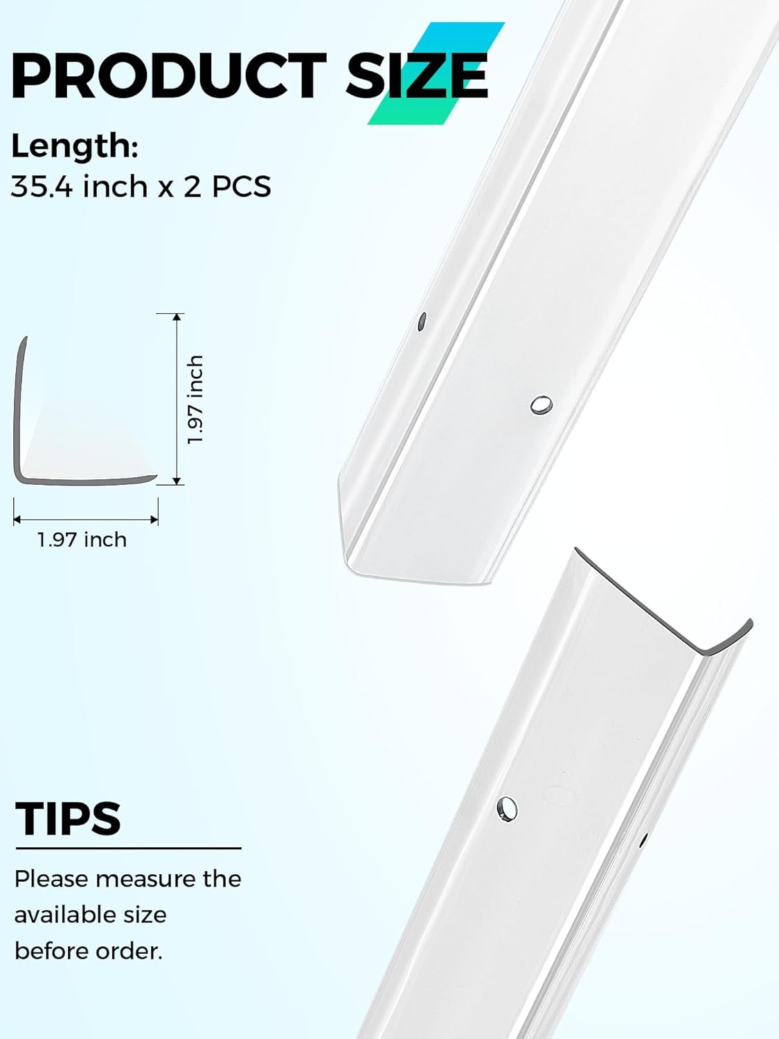 MONOID Wall Corner Protector, 2 PCS Furniture Edge Protection, PC Anti-Bump Guards Avoid Scratching Corner Trim for Door Frame, Table, Countertop, Stair, Wall-Mount, Clear, 1.97IN×35.43IN/5CM×90CM