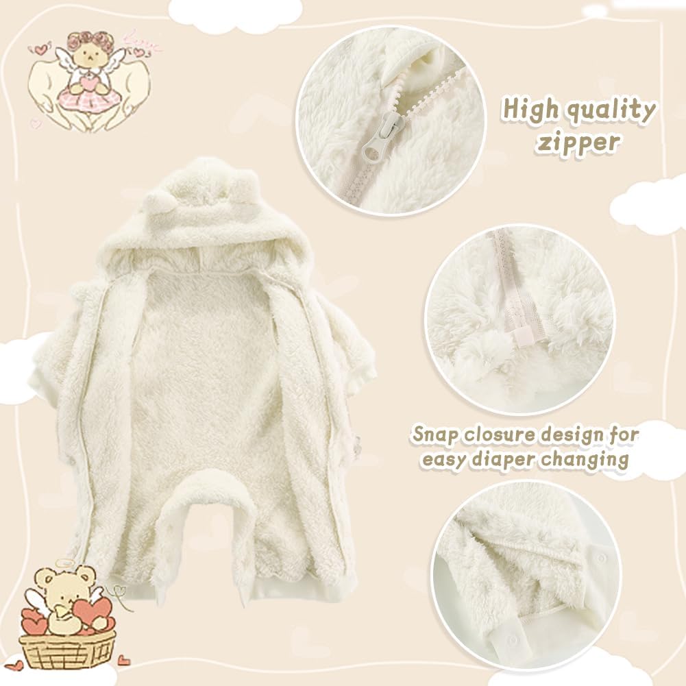 UVIPC Baby Newborn Bear Outfit Fleece Snowsuit Winter Clothes Hooded Jumpsuit Romper for Baby boy girl